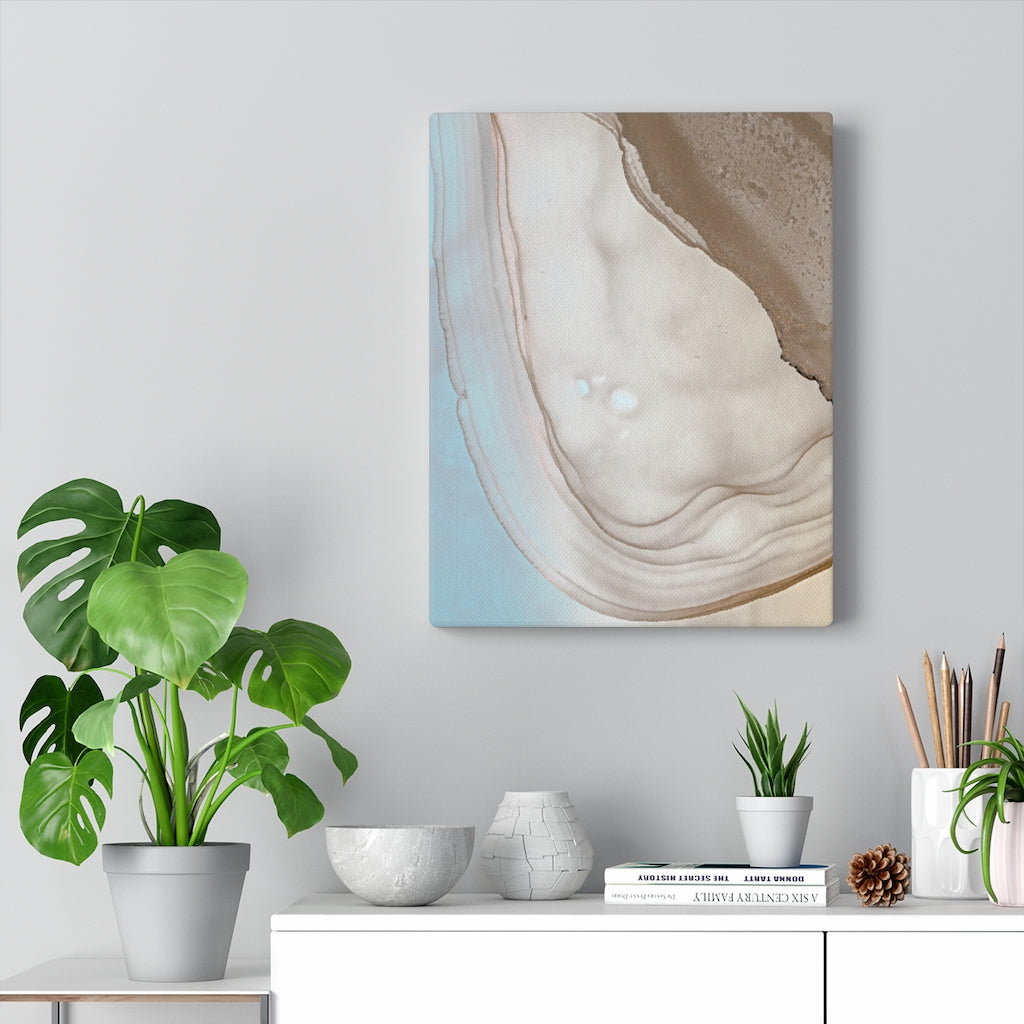 Abstract Canvas Art | White Grey Pastel Blue