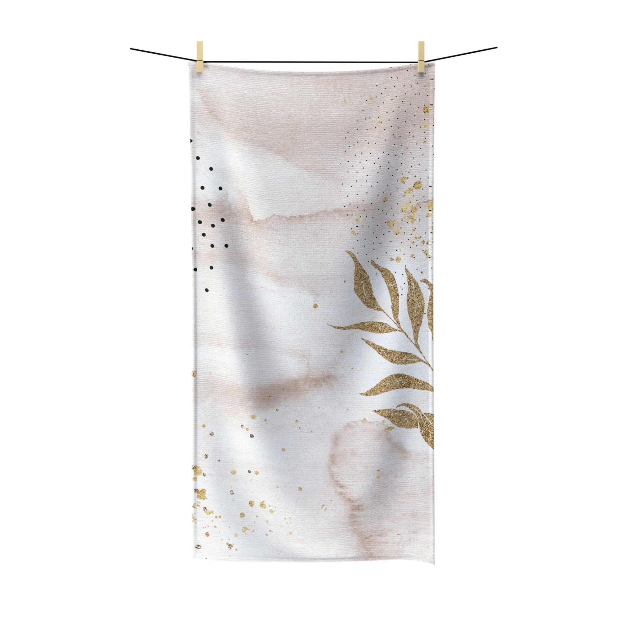 Floral Boho Bath Towel | Abstract Beige Ombre Floral