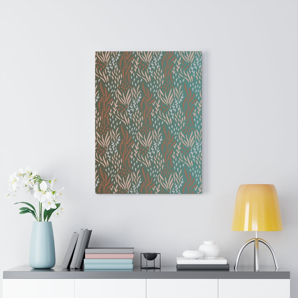 FLORAL CANVAS ART | Teal Brown Rust