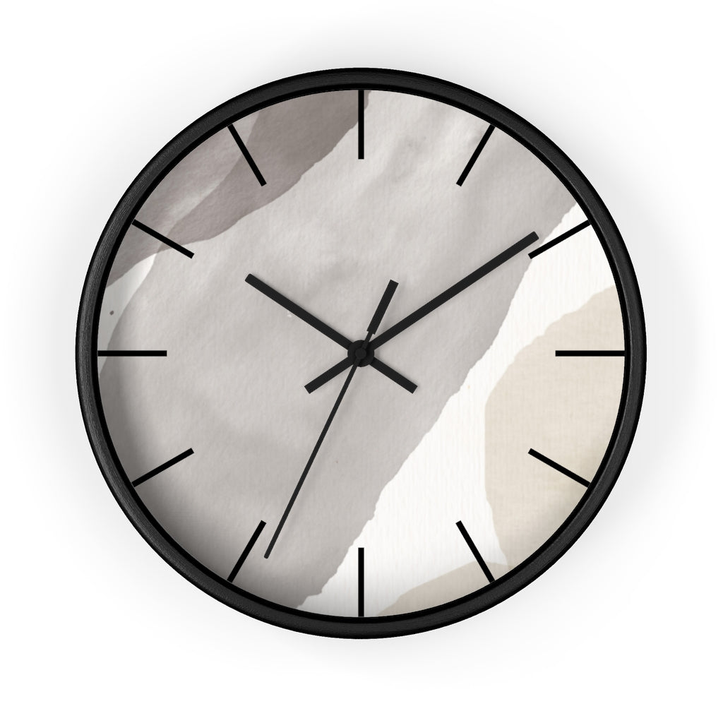 Wood, Wall Clock, Gray Black 10"