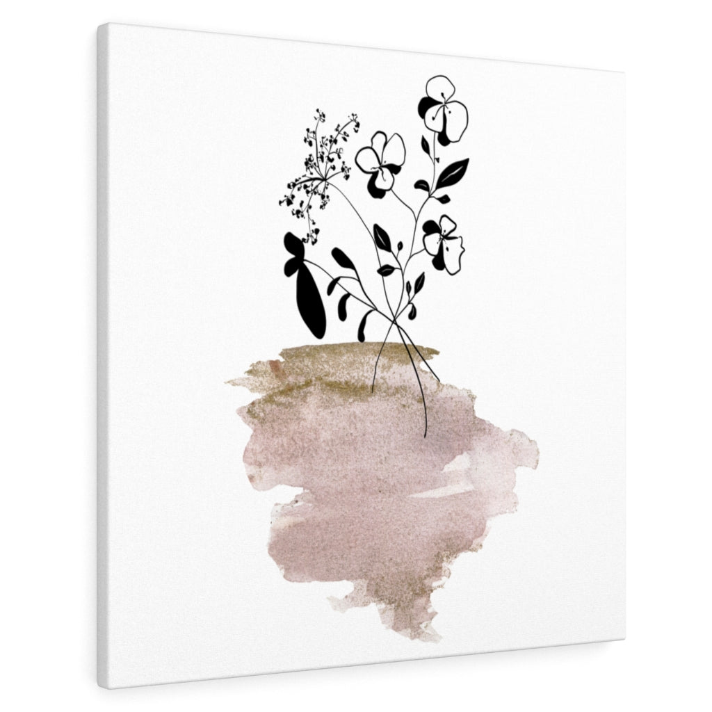 FLORAL WALL CANVAS ART | Black White Bronze