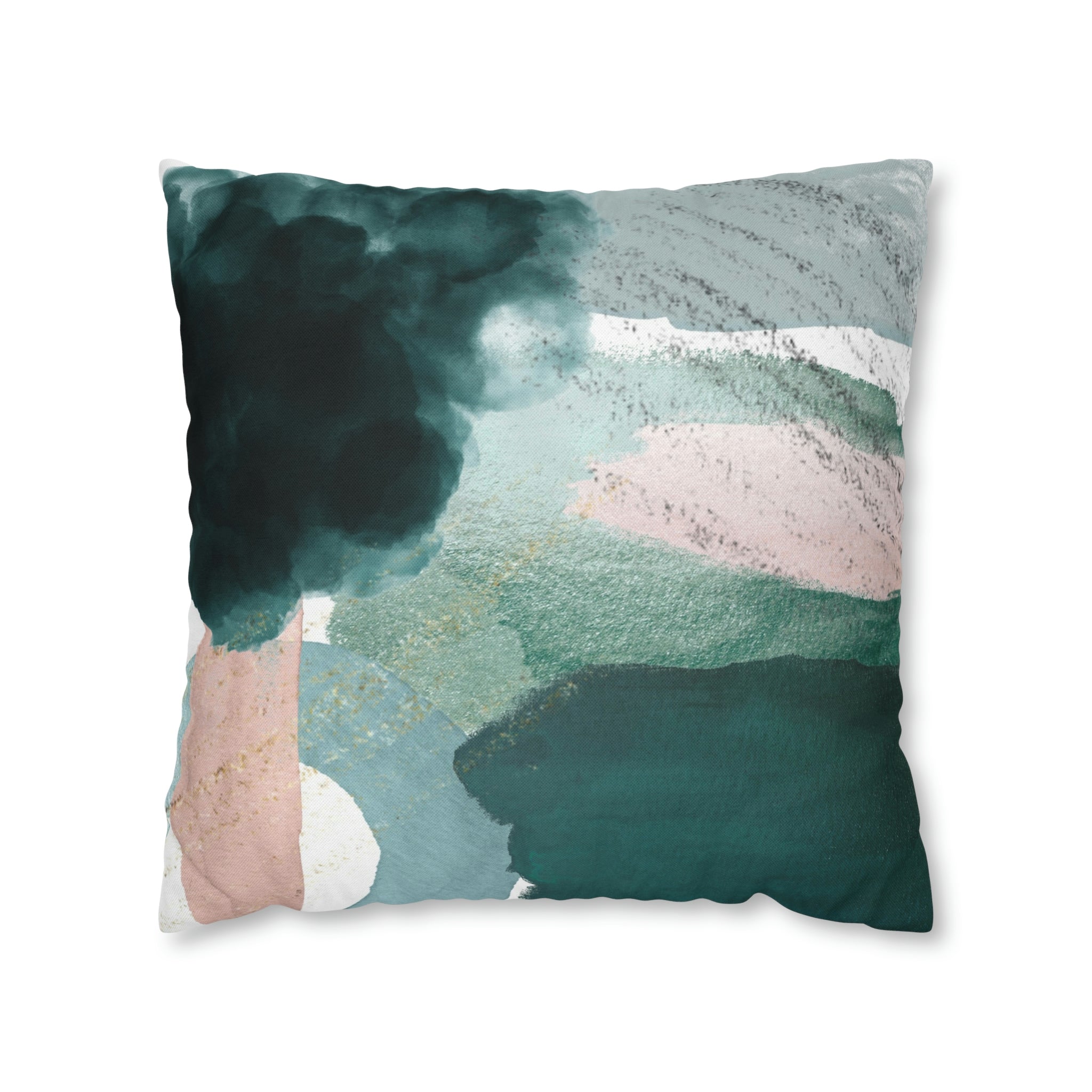 Abstract Boho Pillow Cover | Green Pink Cream