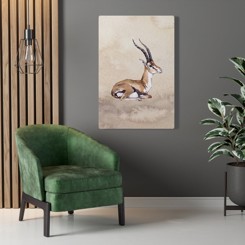 WHIMSICAL WALL CANVAS ART | Beige Watercolor Gazelle