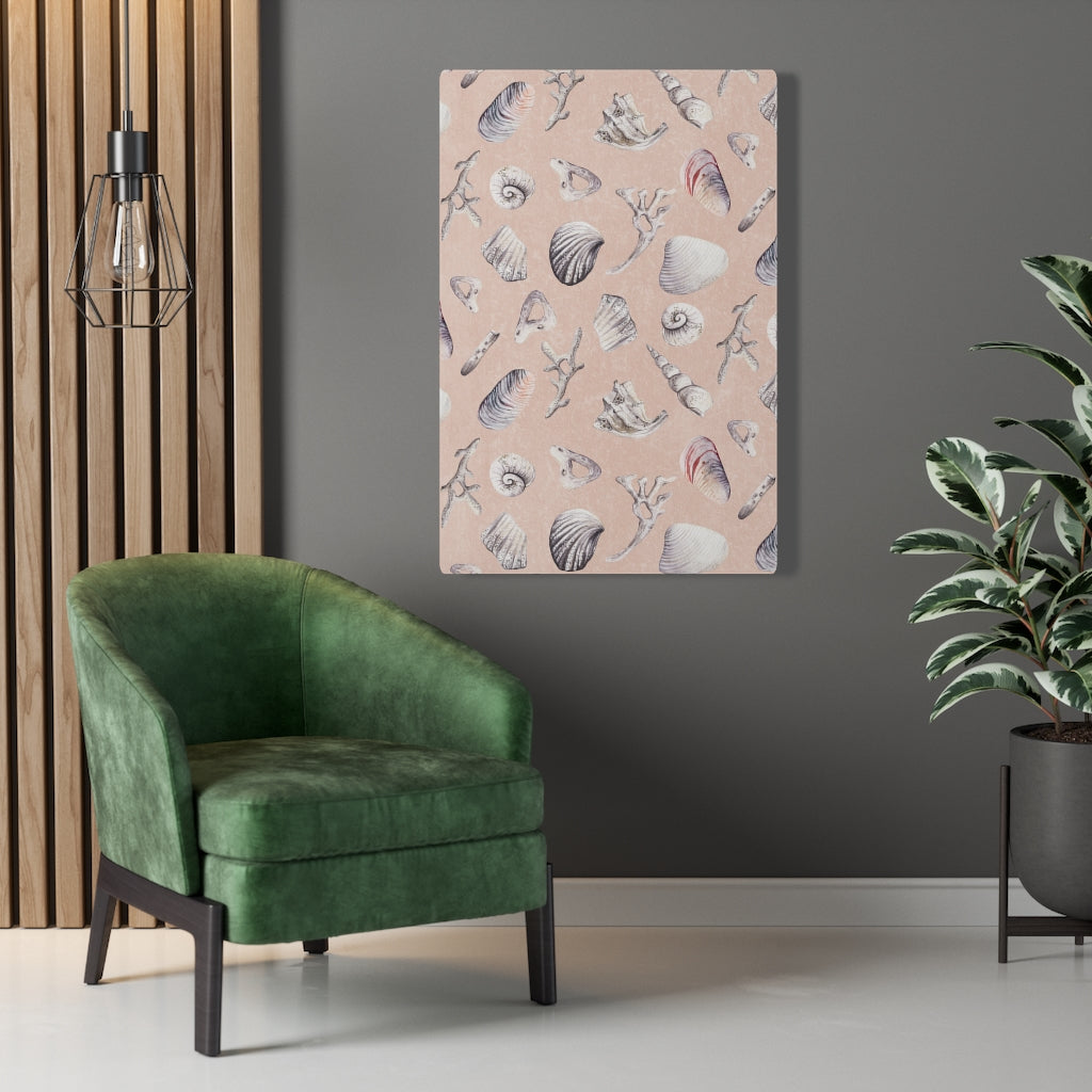 WHIMSICAL CANVAS ART | Pink Blue Seashells