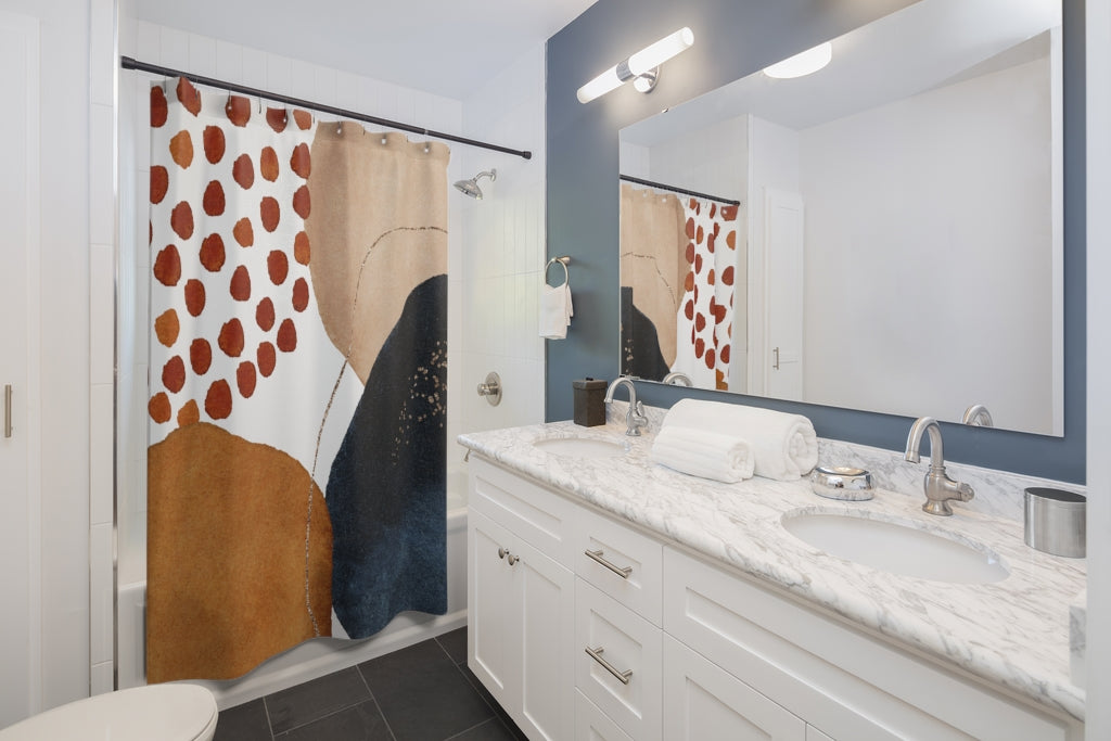 Abstract Shower Curtain | Navy Rust
