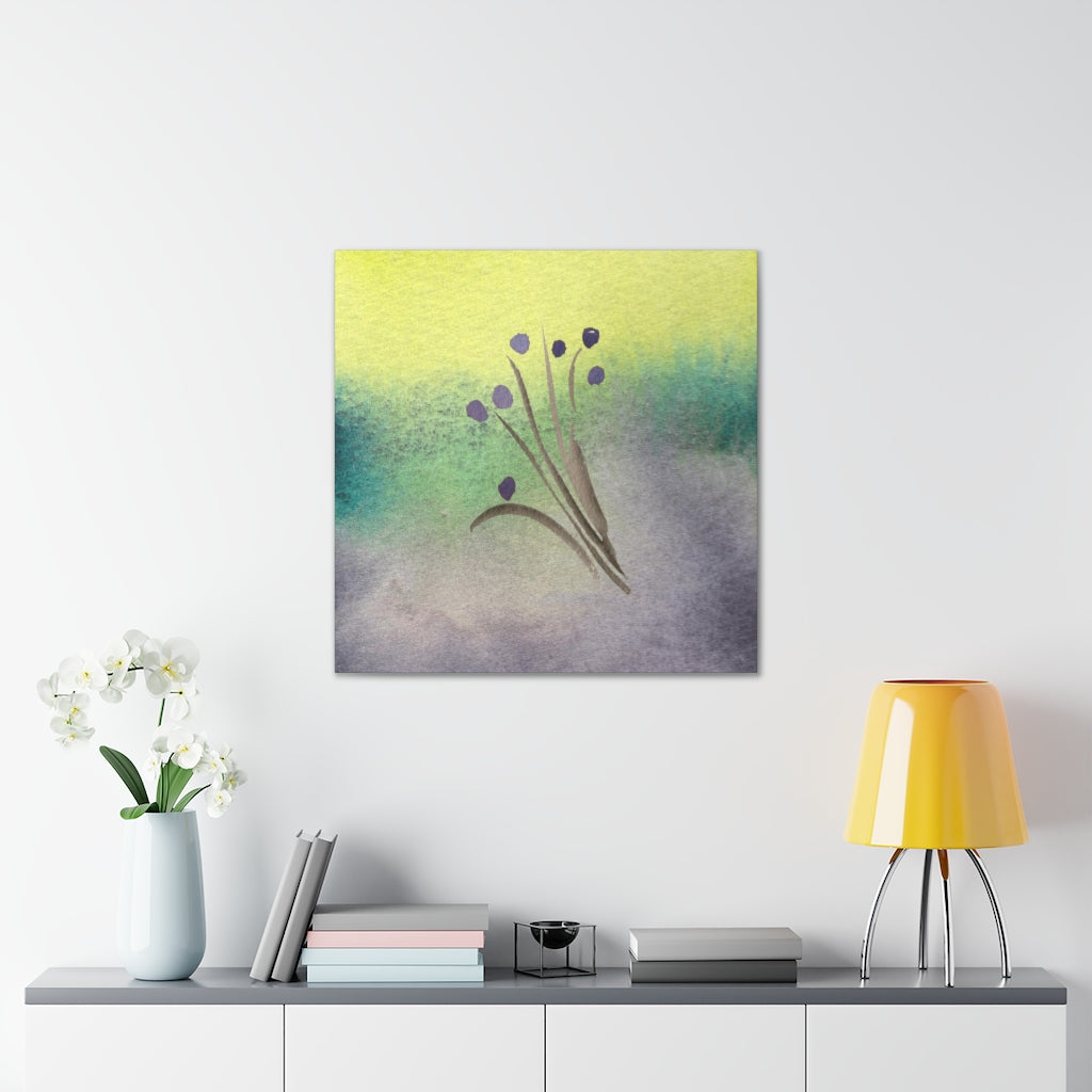 Abstract Canvas Wall Art | Yellow Green Purple