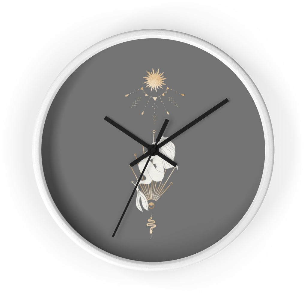 Celestial Mermaid, Gray Wood Wall Clock 10"