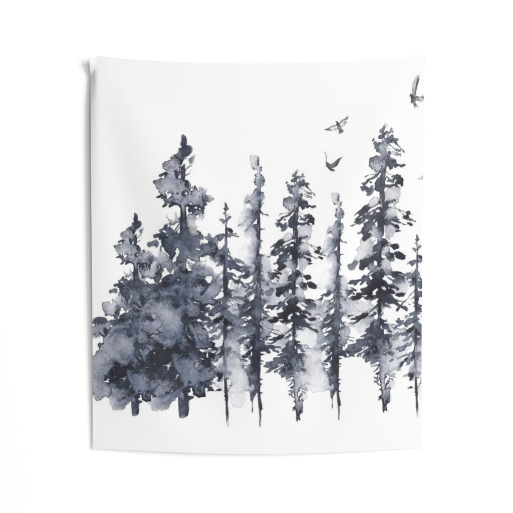 Floral Tapestry | White Indigo Blue Forest