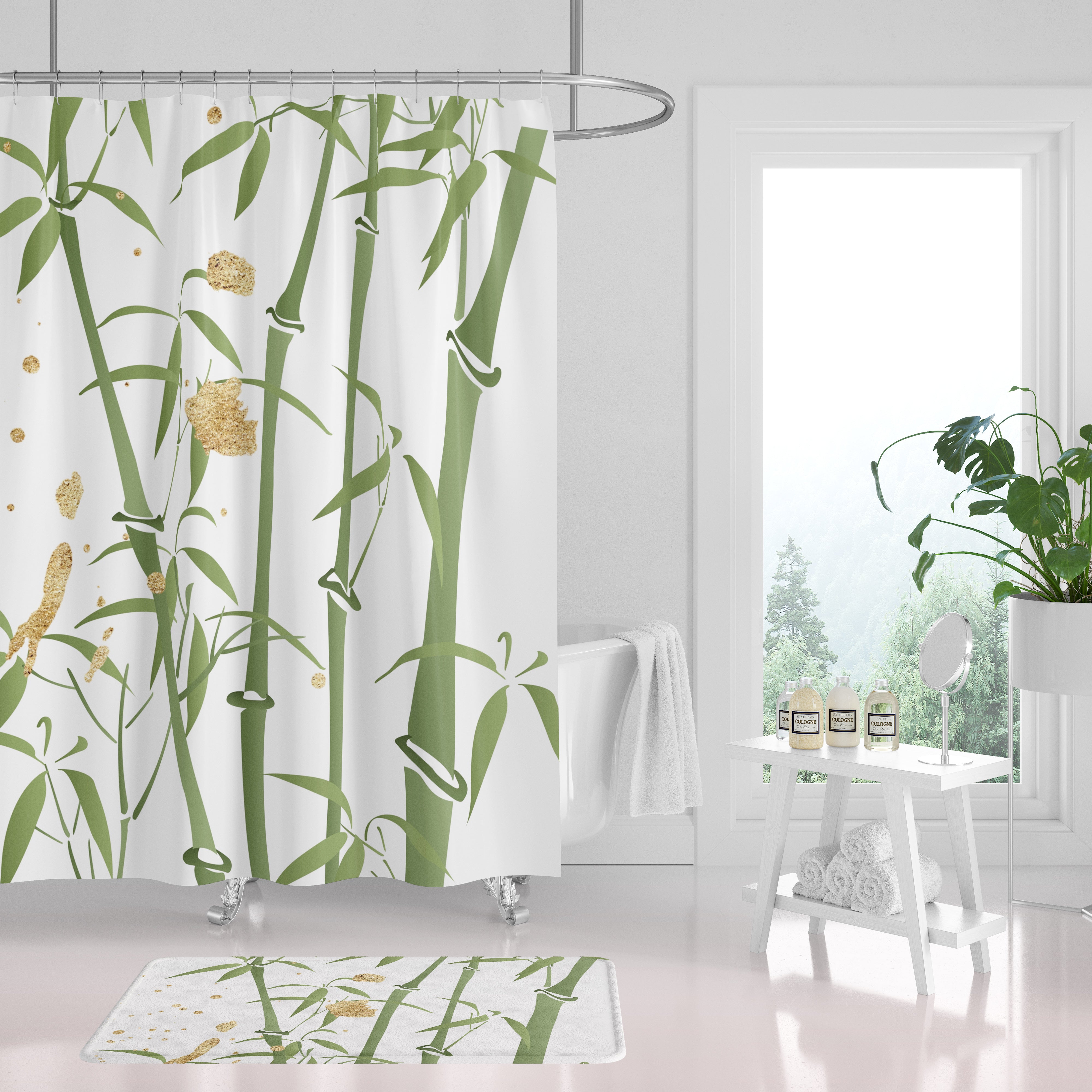 modern boho fabric shower curtain