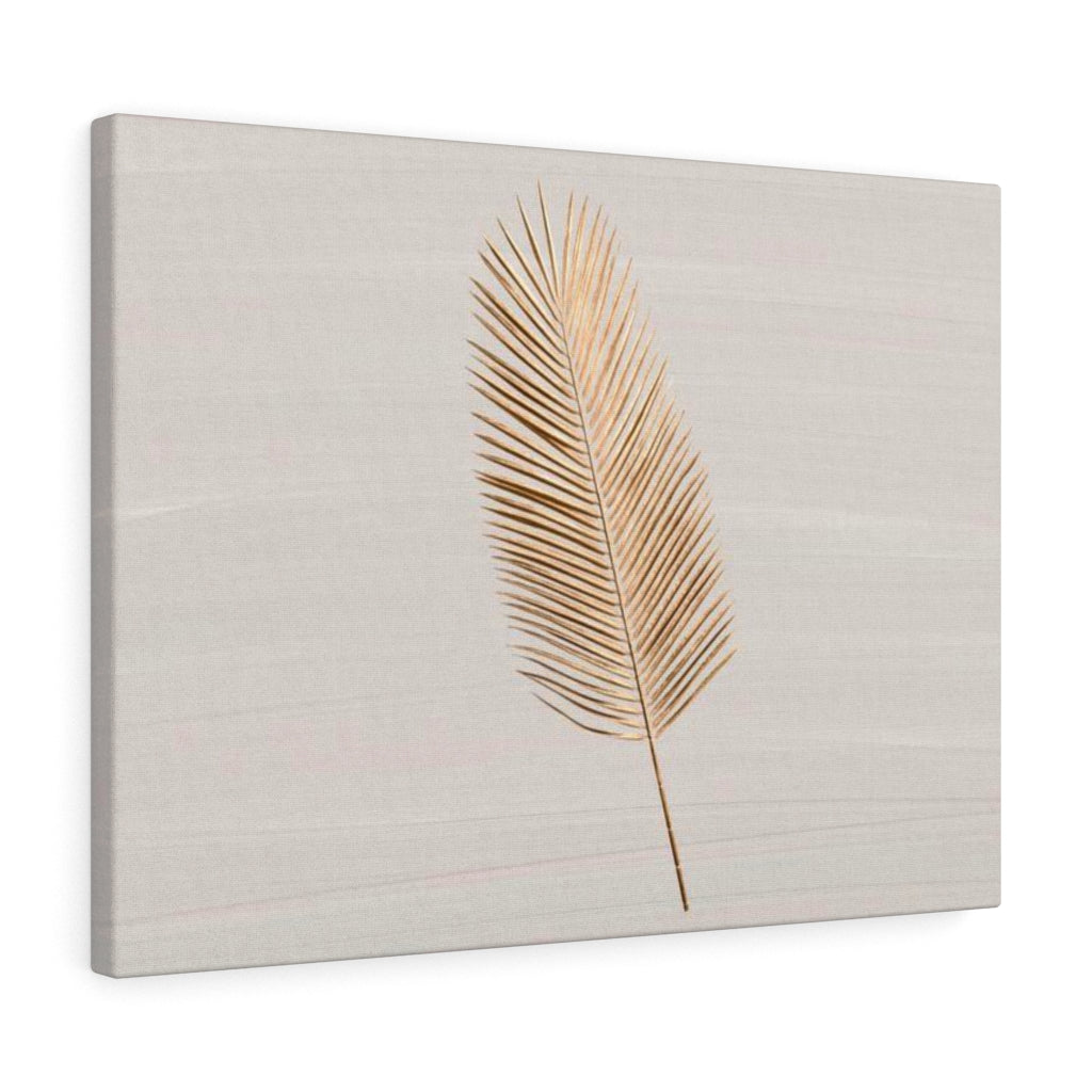 Modern Wall Canvas Art | Beige Gold Feather