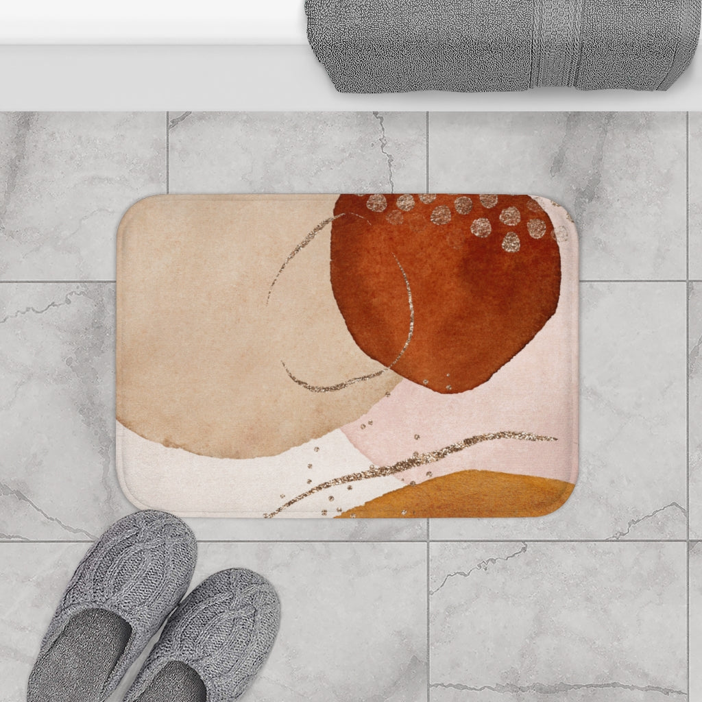 Beige and Rust Boho Bath Mat