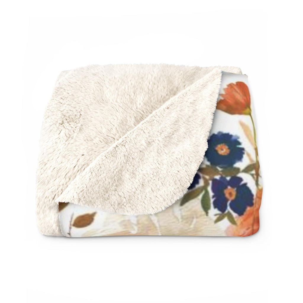 Floral Comfy Blanket | Navy Blue Bohemian Feathers