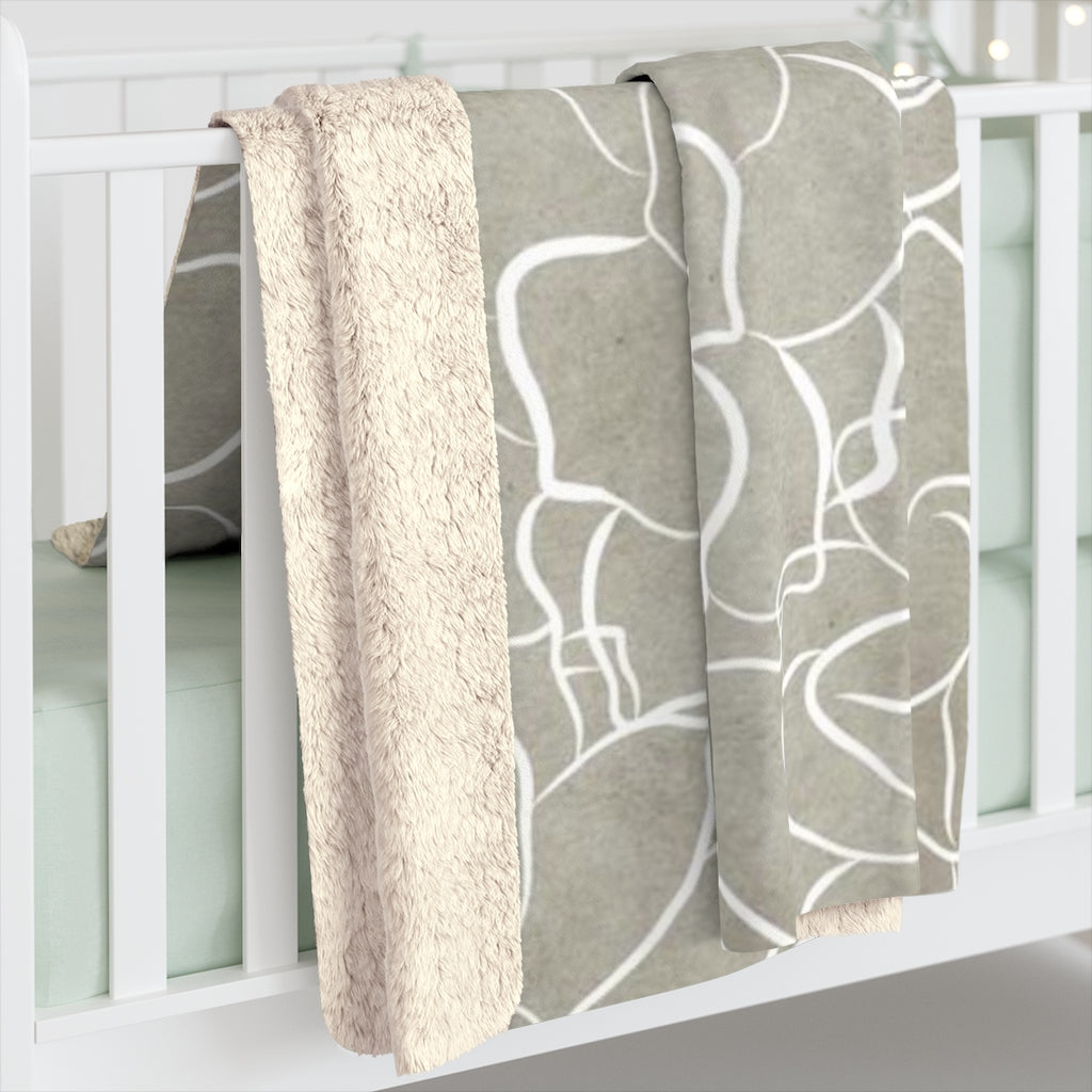 Floral Comfy Blanket | Beige White Cactus Flowers