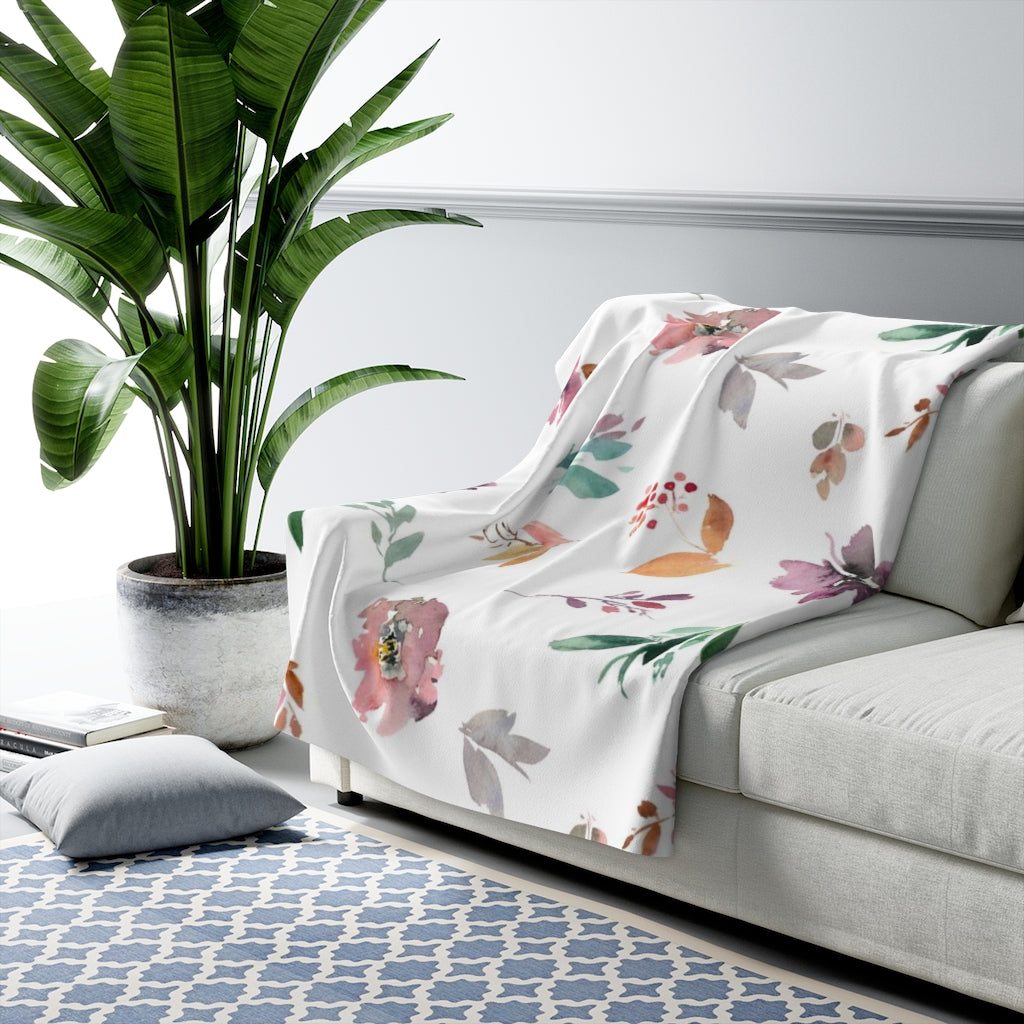 Floral Comfy Blanket | Blush Pink Green