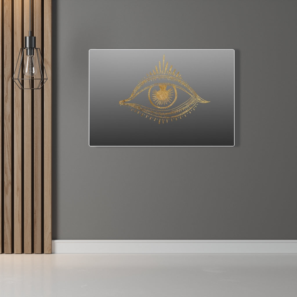 MYSTICAL WALL CANVAS ART | Grey Black Ombre Gold All Seeing Eye