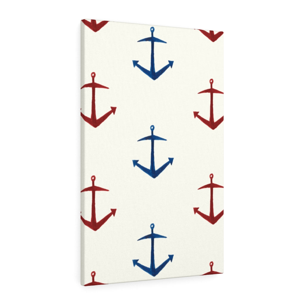 CANVAS ART | White Red Blue Nautical Anchor