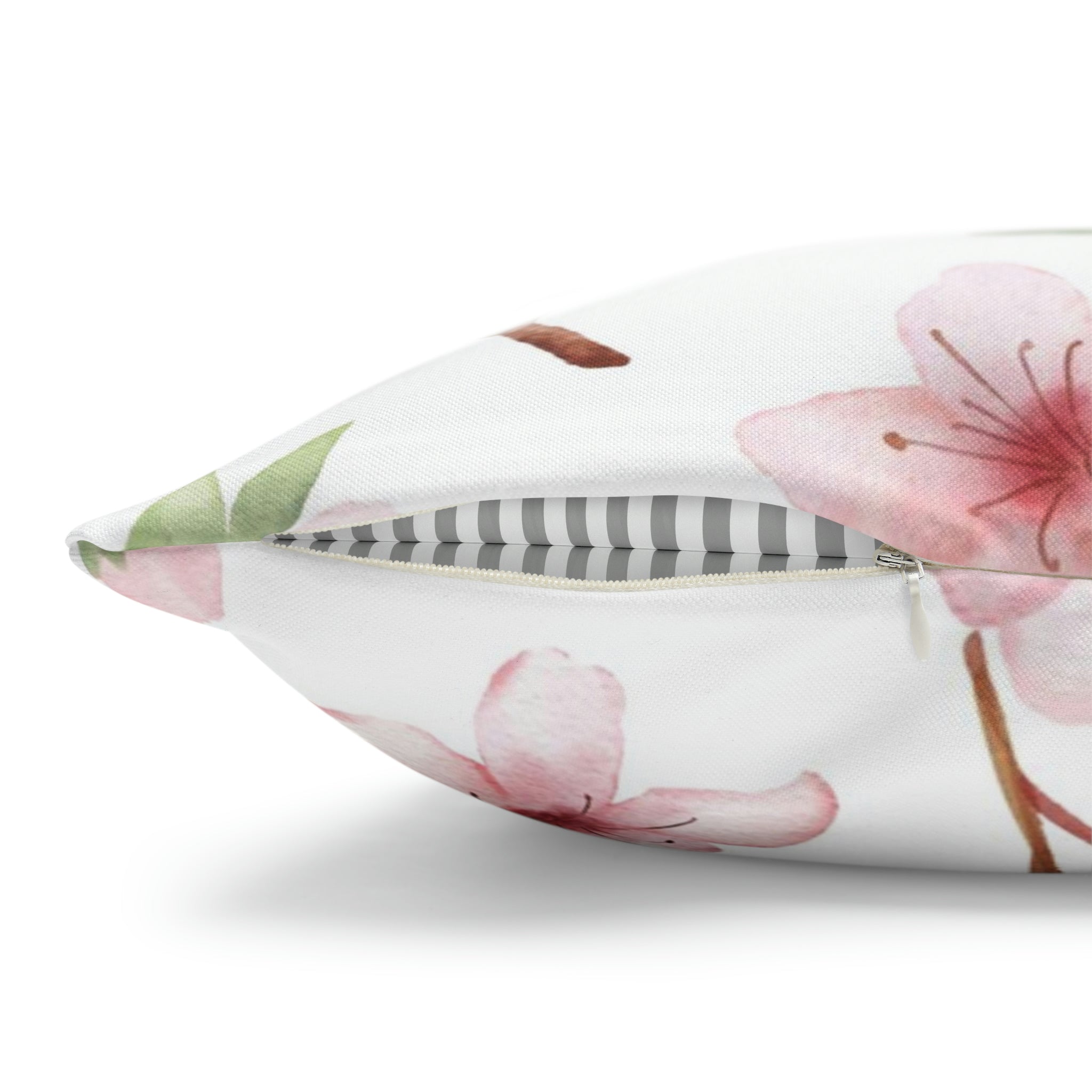 Floral Boho Pillow Cover | Pink Green Sakura Watercolor