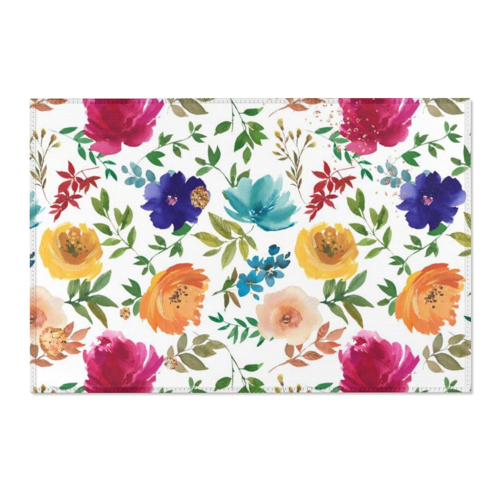 Floral Area Rug | Purple Pink Teal