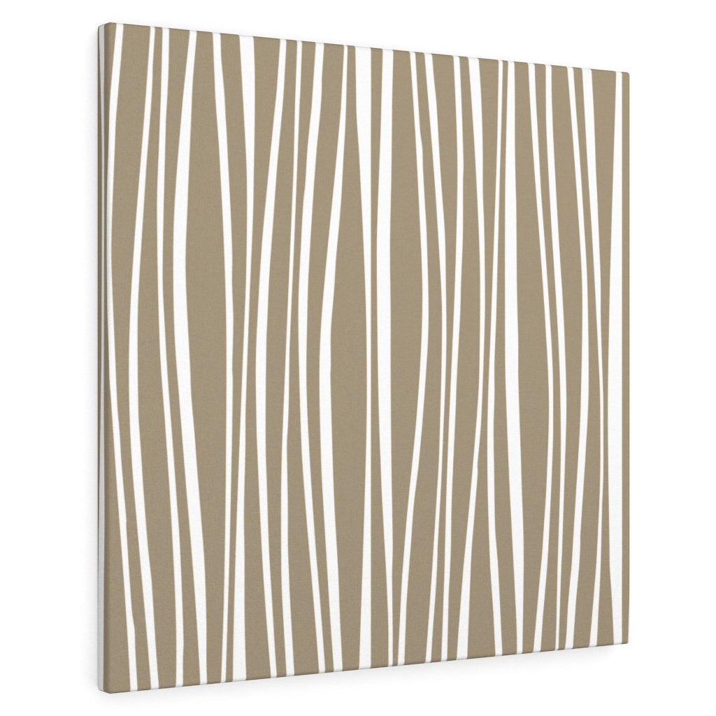 Abstract Canvas Art | Brown White Lines