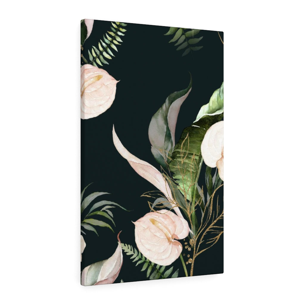 FLORAL WALL CANVAS ART | Black Green Beige