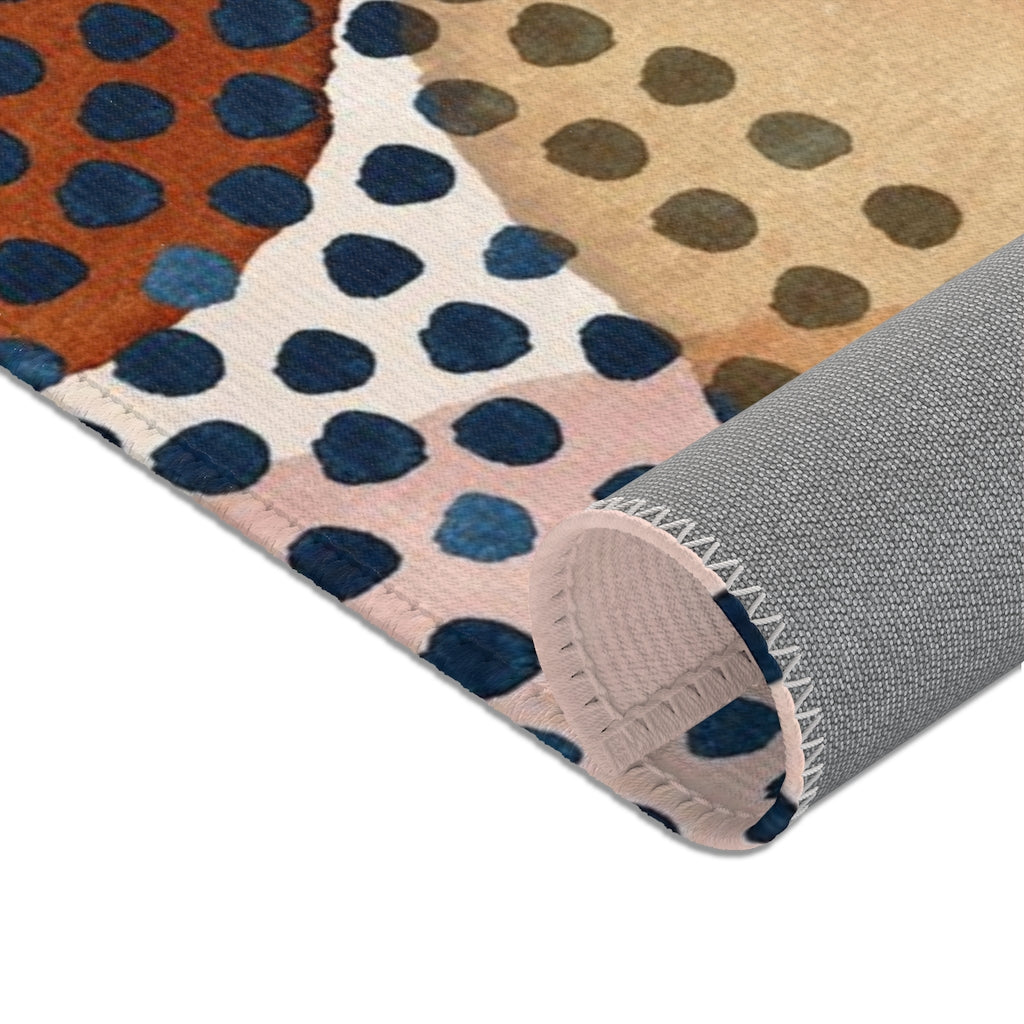 Abstract Area Rug | Rust Navy Orange Pink