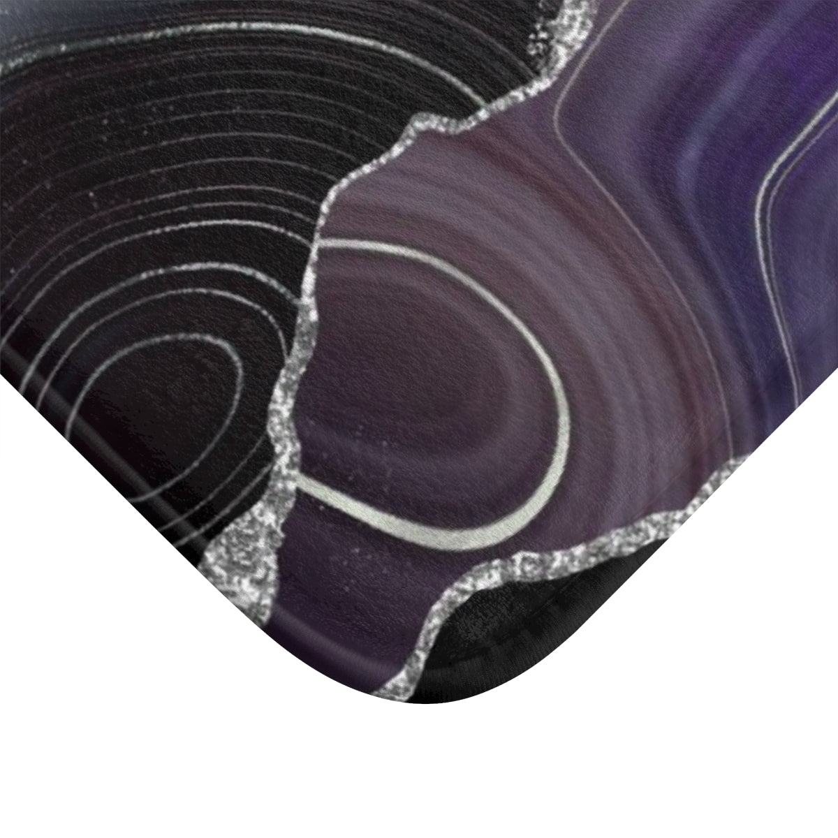 Marble Agate Print Bath Mat | Dark Lavender Silver