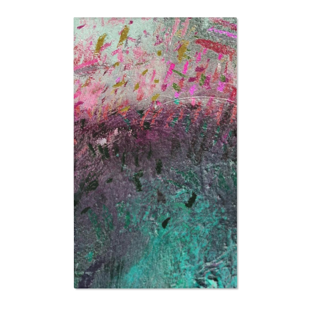 Abstract Area Rug | Green Purple Burgundy Acrylic