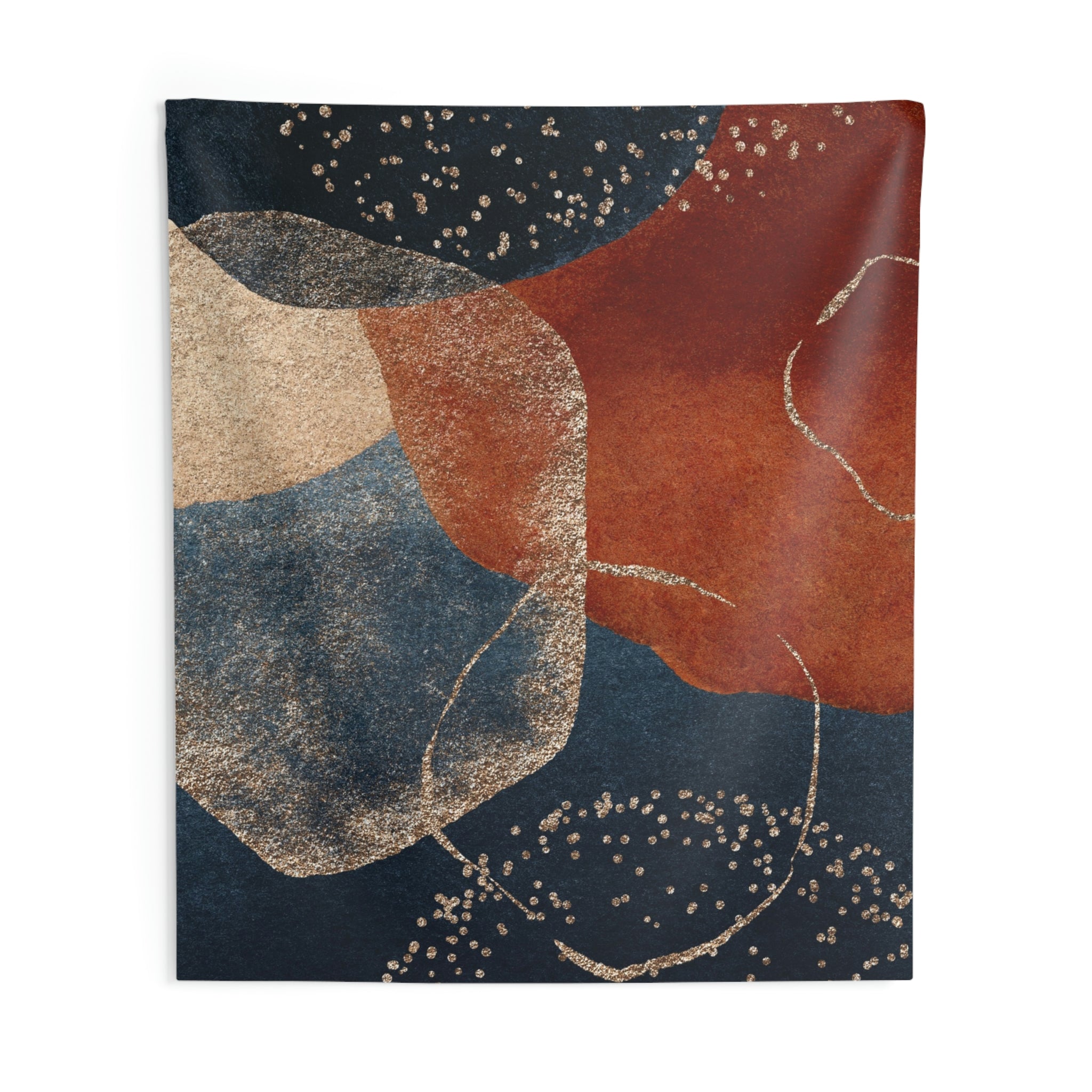 Abstract Tapestry | Navy Blue Gold Rust