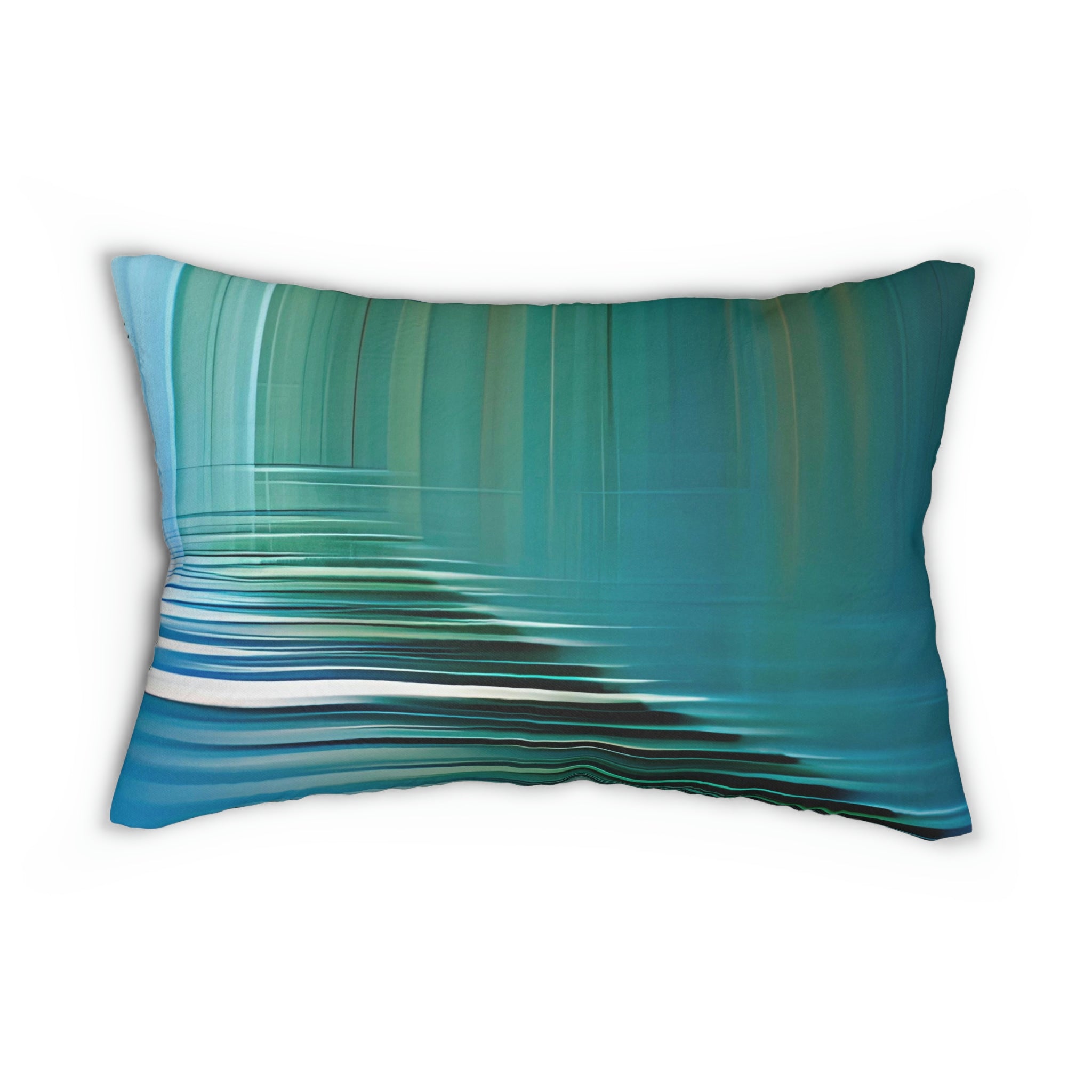 Abstract Lumbar Pillow | Teal Green Blue