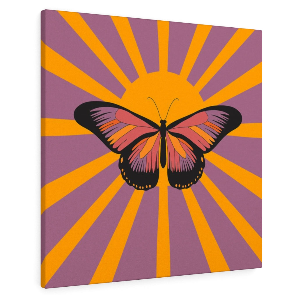 RETRO WALL CANVAS ART | Orange Purple Butterfly