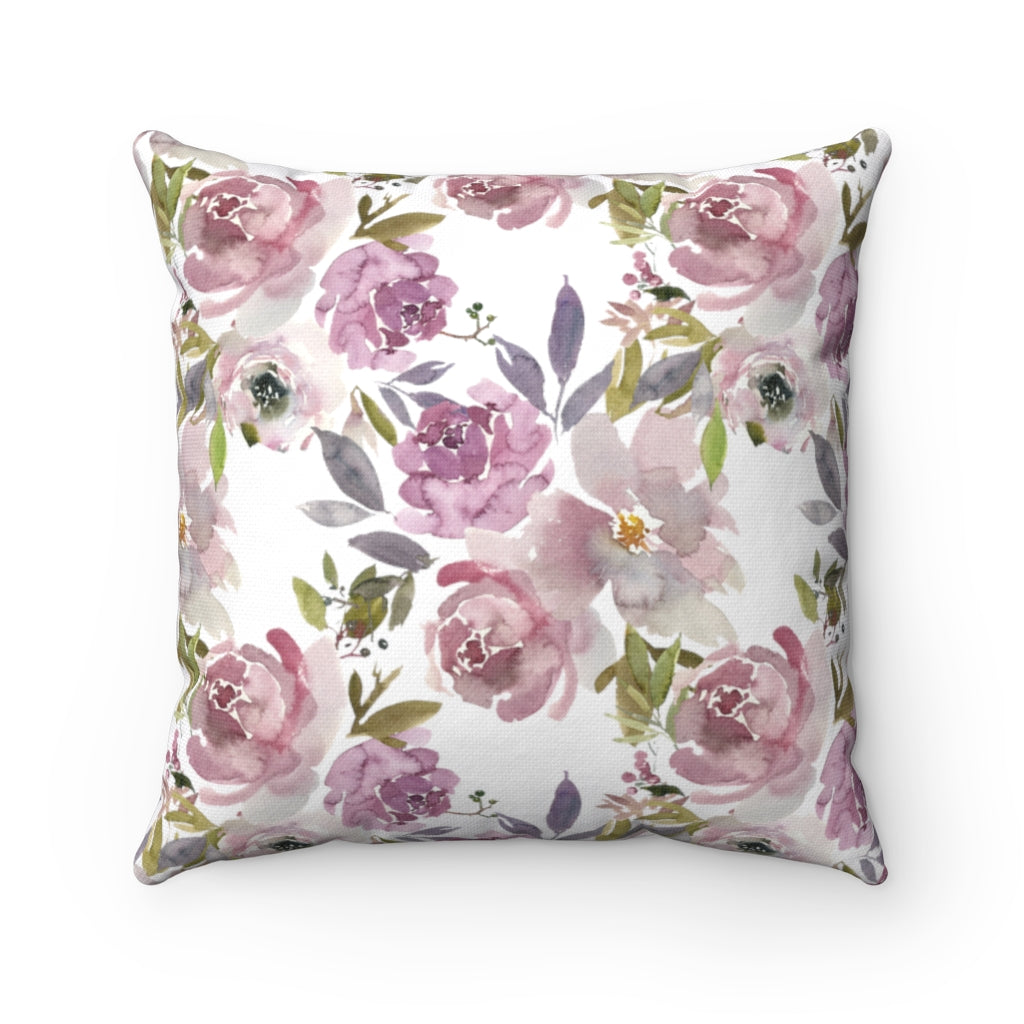 Floral Boho Pillow Cover | Mauve Lavender Blush Pink White