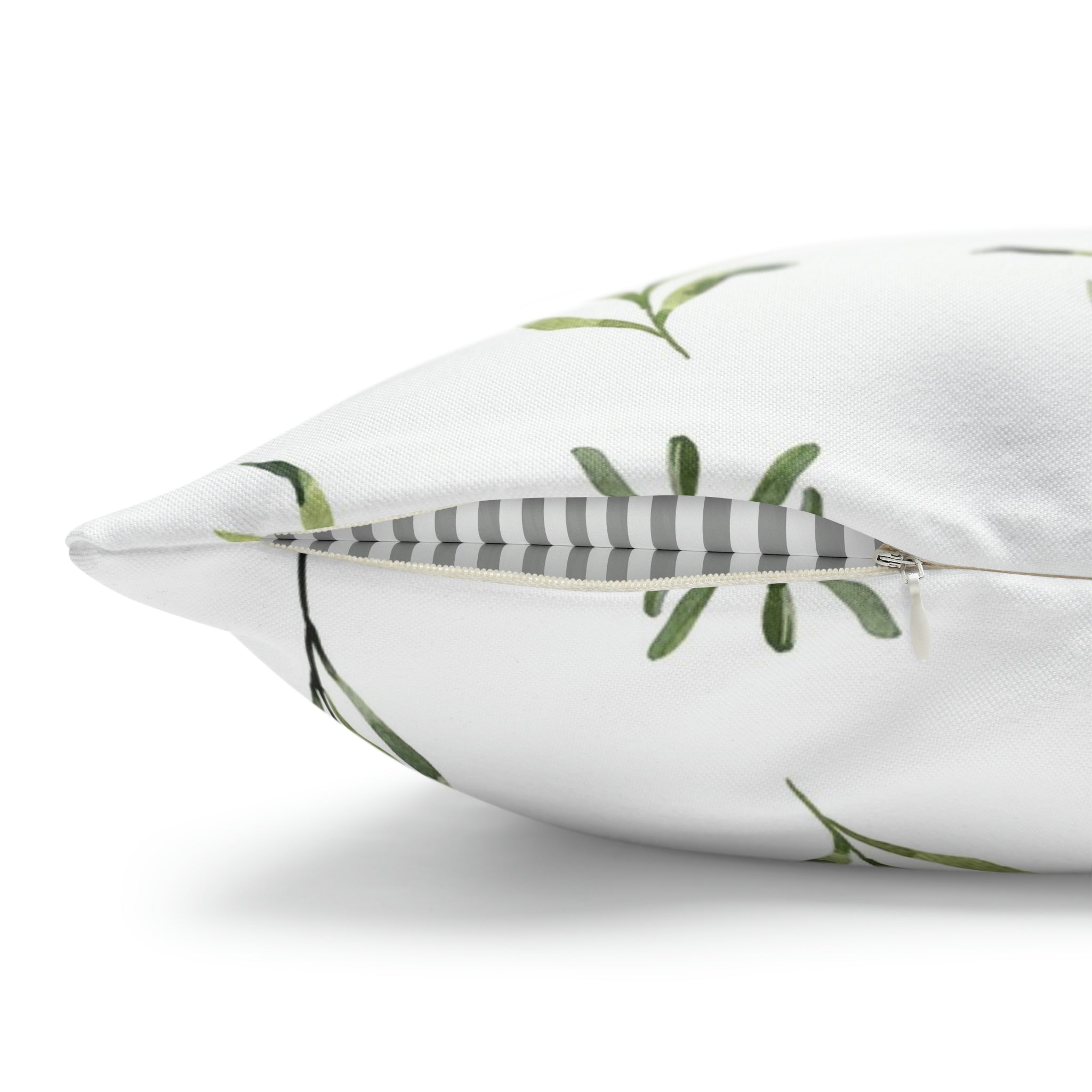 Floral Pillow Cover | Sage Green Leaves, White