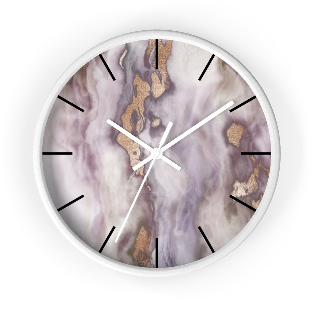 Marble Print, Lavender Wood Wall Clock 10"