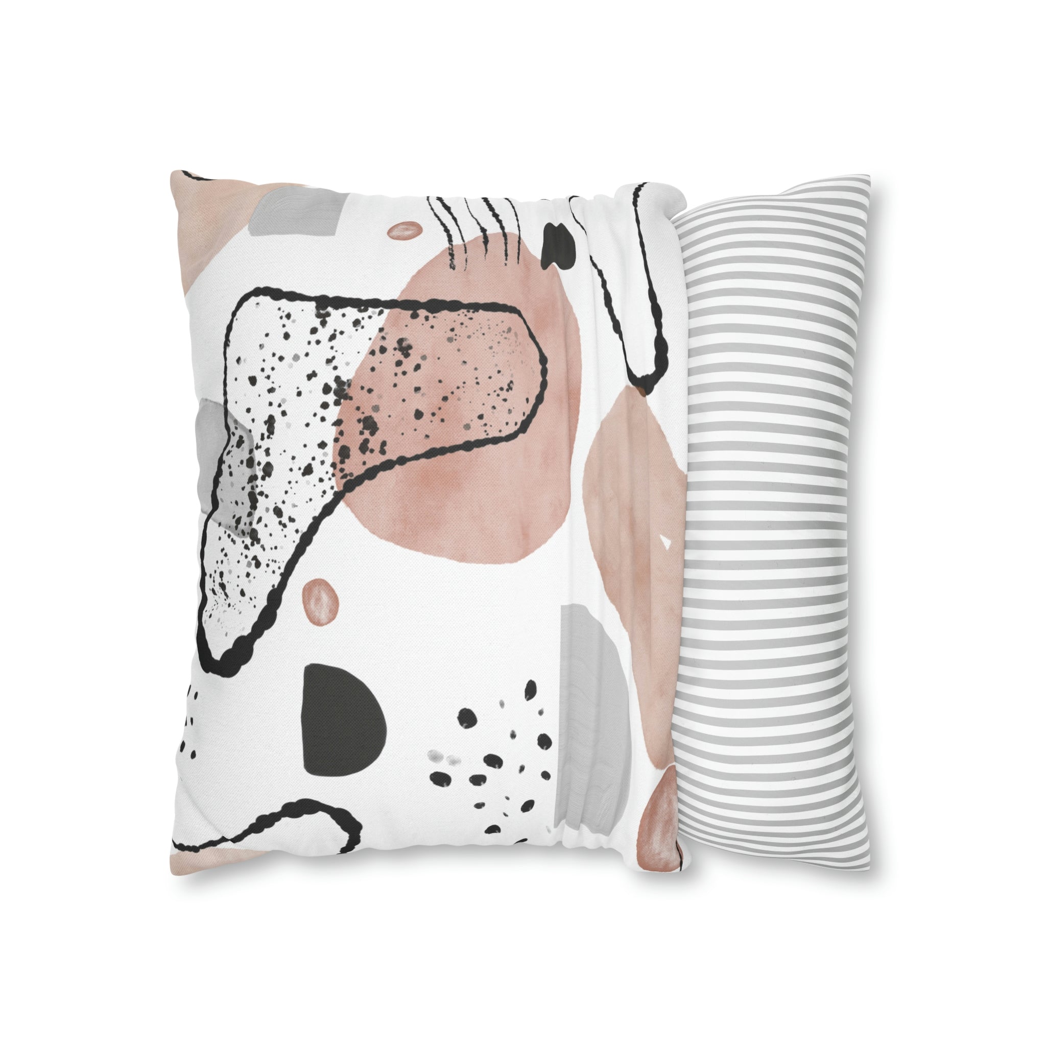 Abstract Pillow Cover | Beige, White, Gray Black