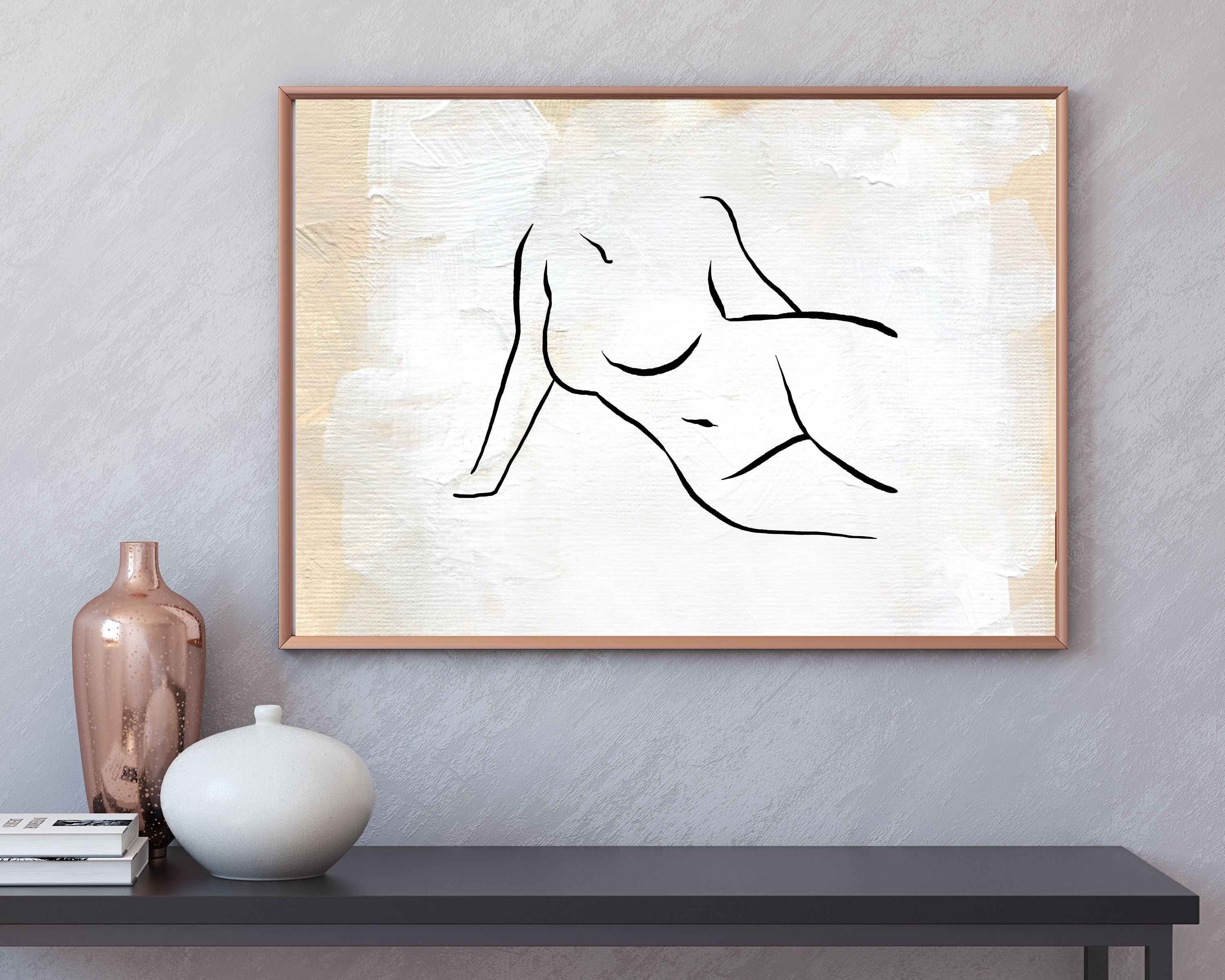Abstract Terracotta Art Prints | White Cream