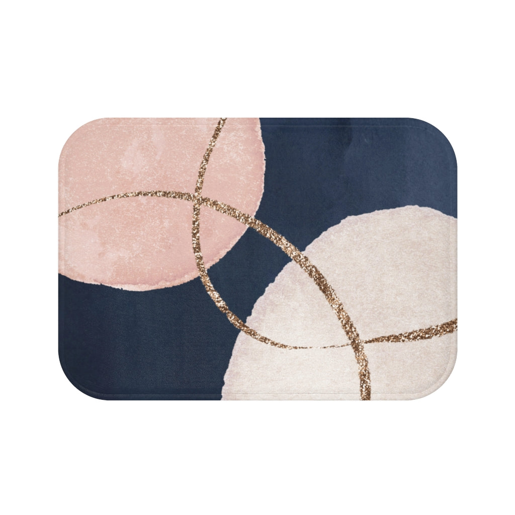 Boho Bath Mat, Navy Blush Pink and Ivory