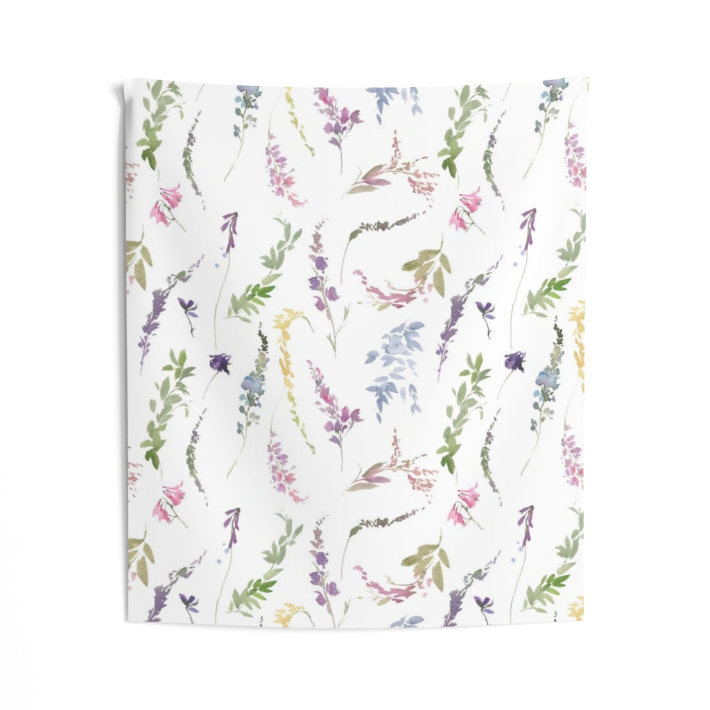 Floral Tapestry | Pastel Rainbow White Spring Flowers