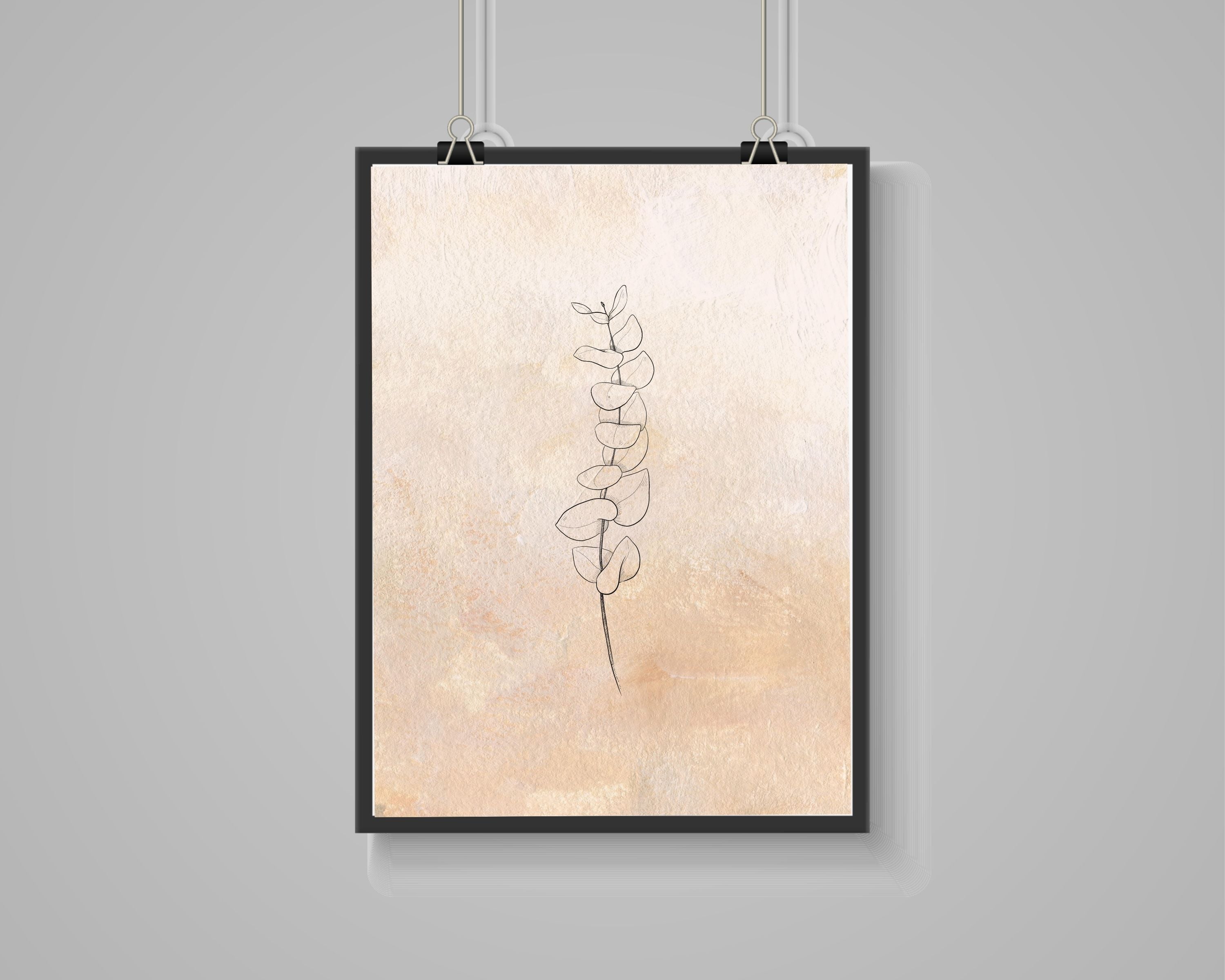 Abstract Terracotta Art Prints | Beige Leaves