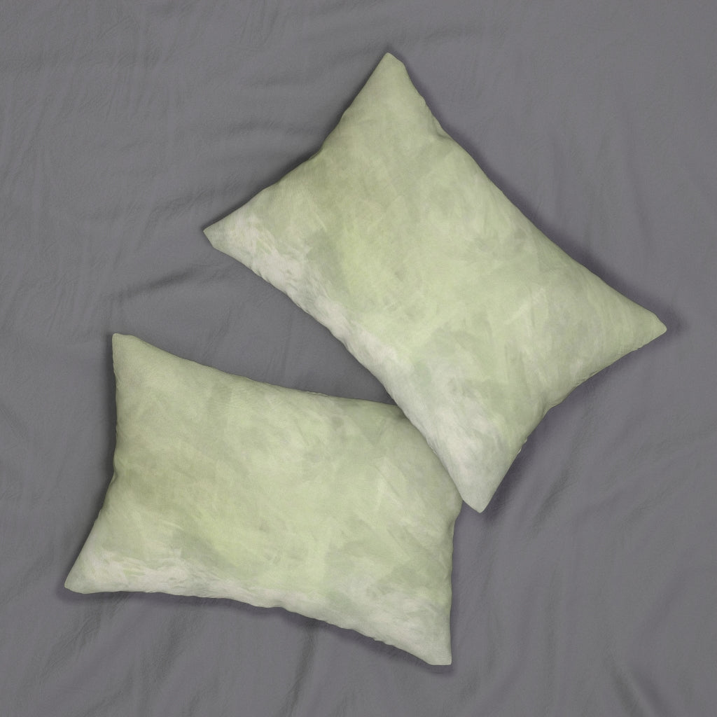 Abstract Boho Lumbar Pillow | Pastel Green White