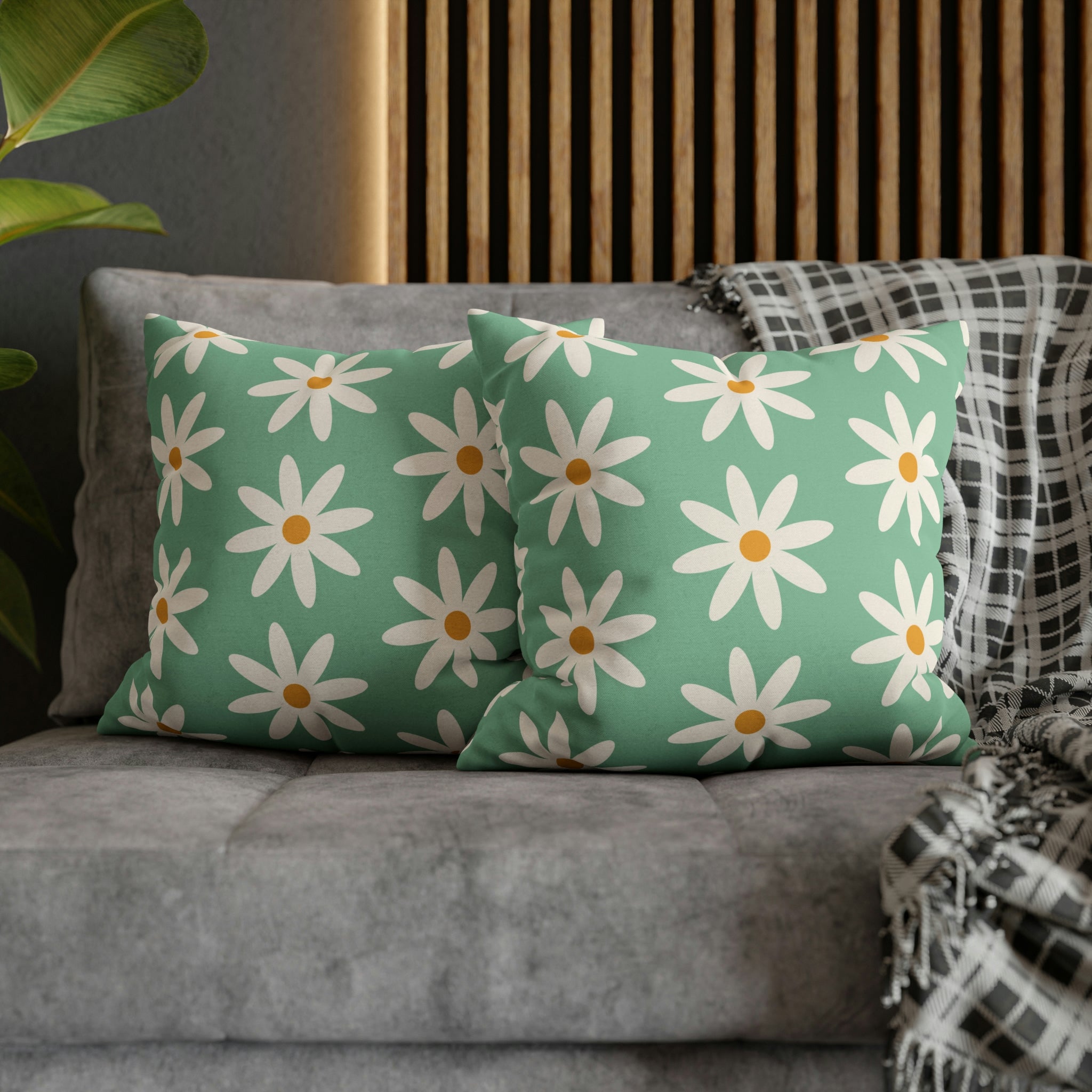 Groovy Pillow Cover | Green White Floral