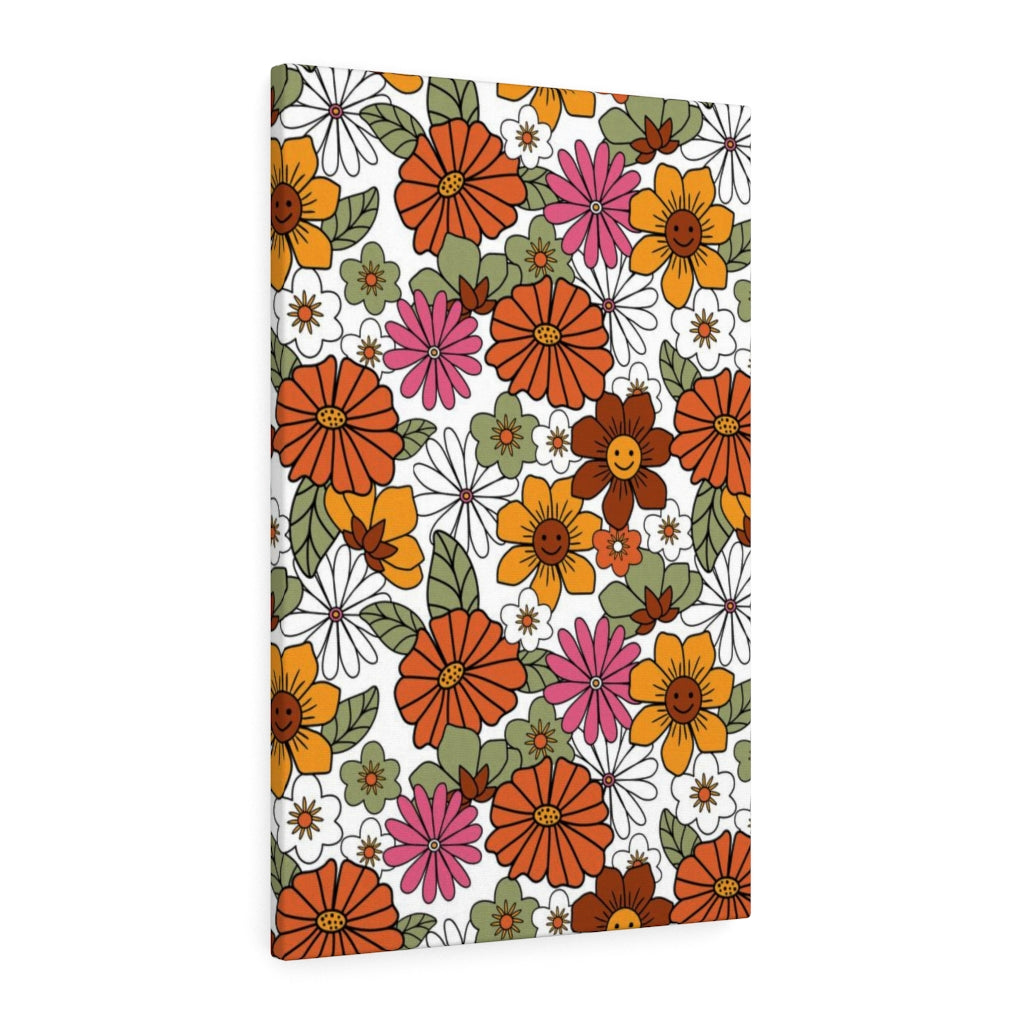FLORAL WALL CANVAS ART | Orange Pink Yellow White