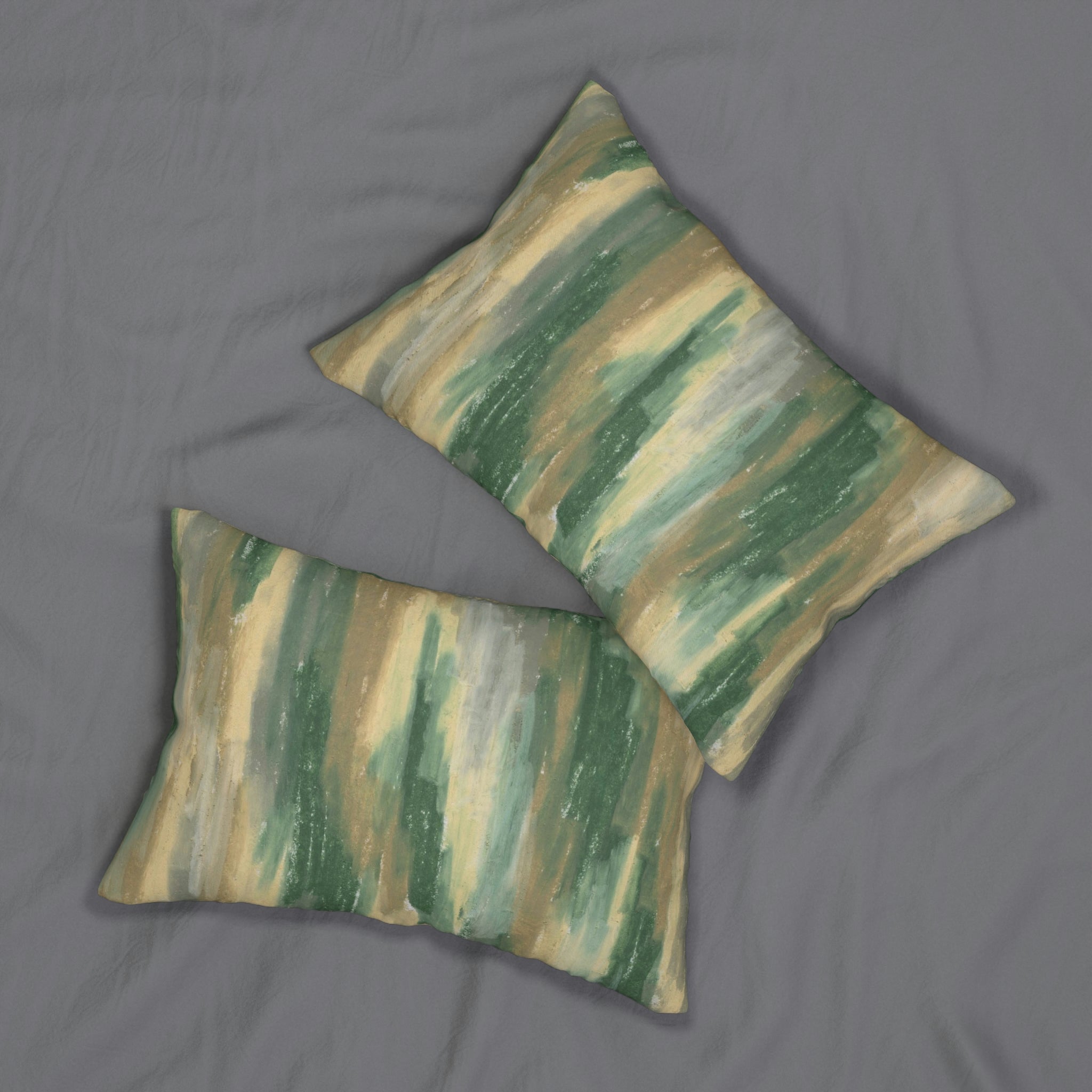 Abstract Lumbar Pillow | Earthy Green Beige Ombre