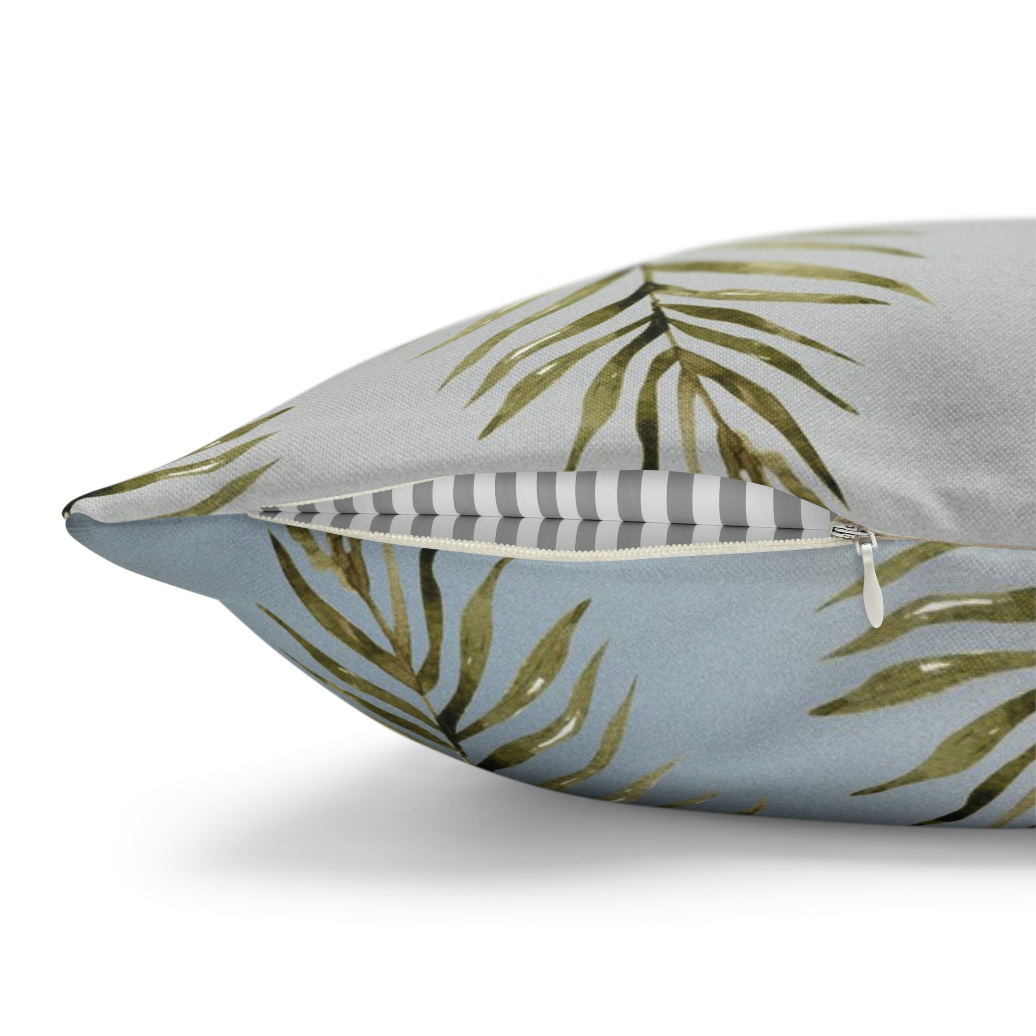Floral Boho Pillow Cover | Palm Leaves Blue Beige