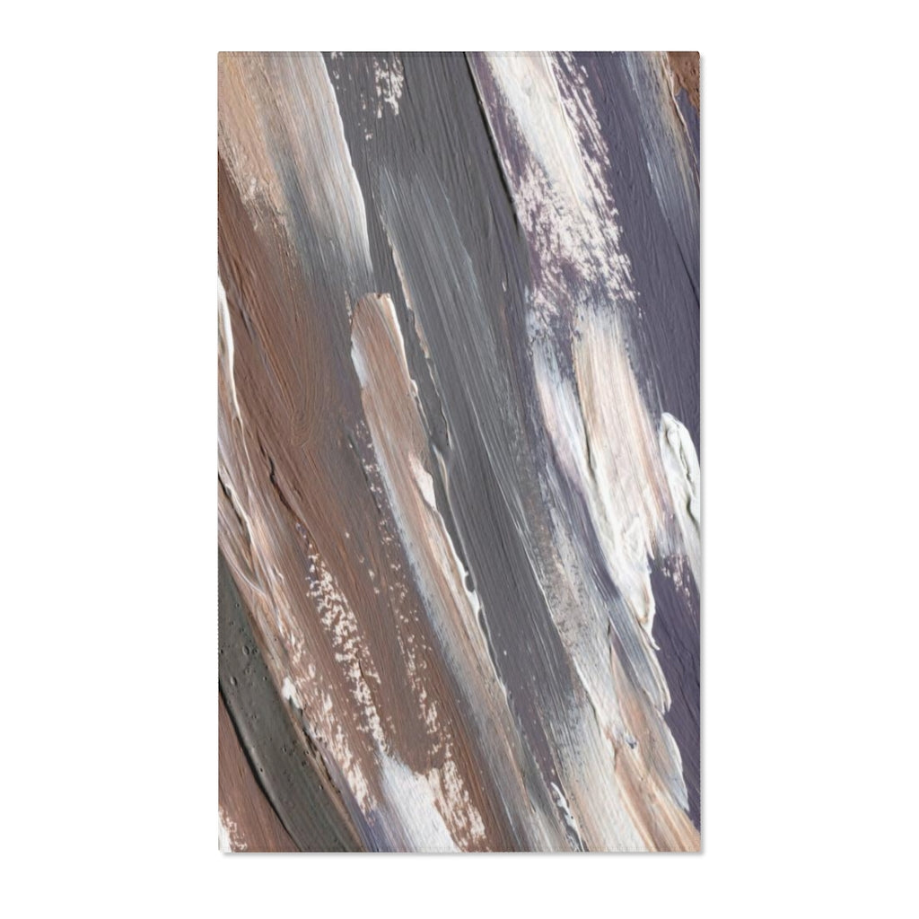 Abstract Area Rug | Gray White Brown Acrylic Paint
