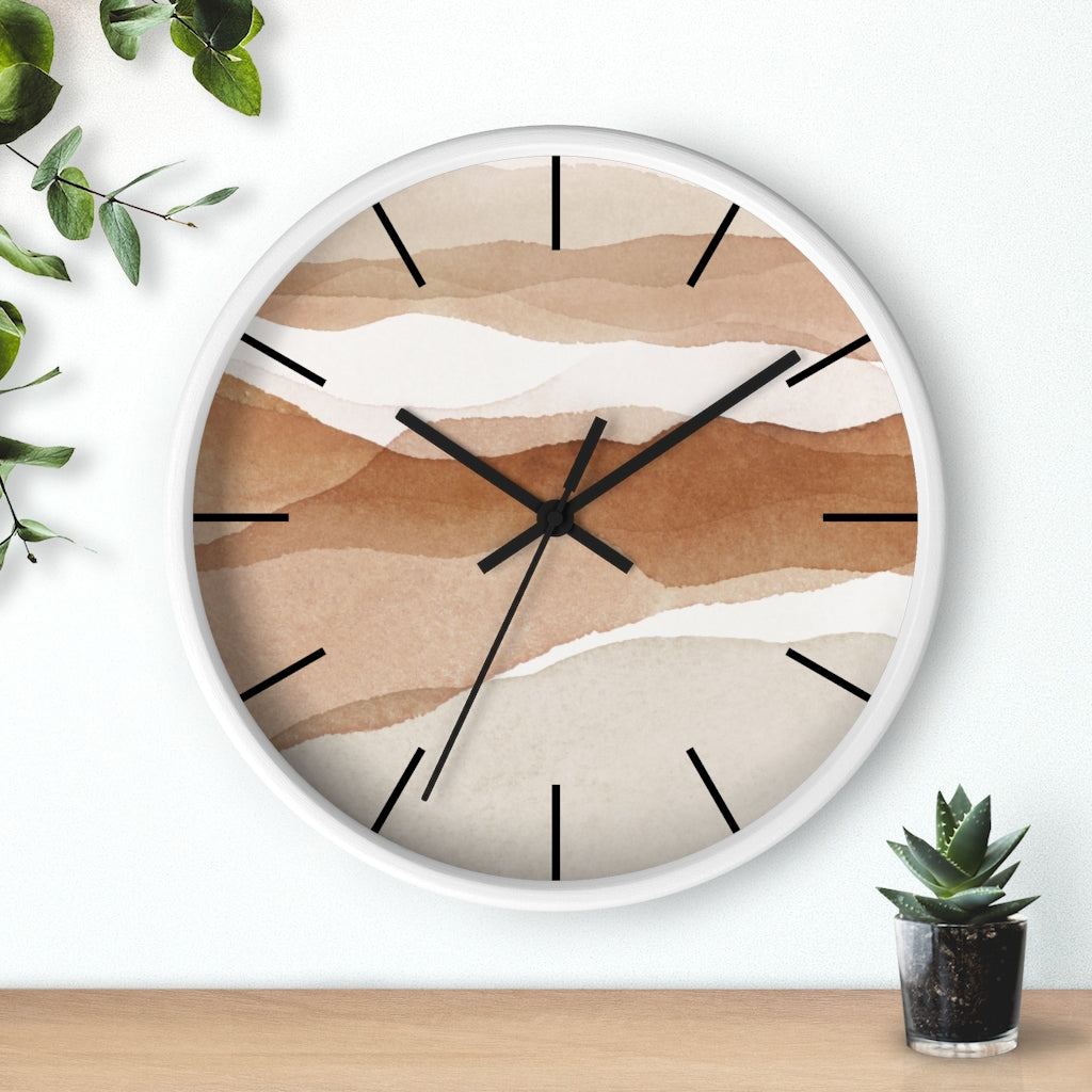 Wood, Wall Clock, Beige Brown 10"