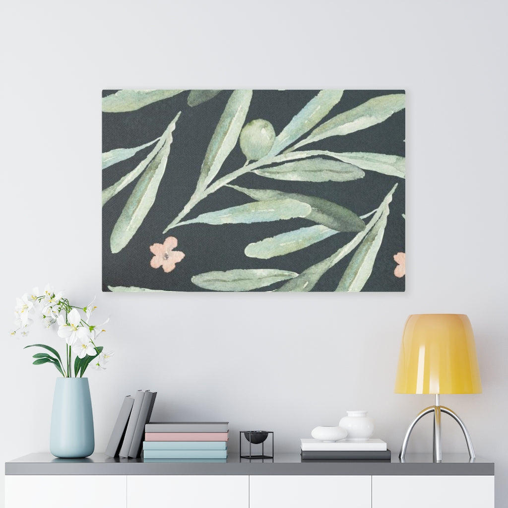 FLORAL WALL CANVAS ART | Green Navy Blue Pink