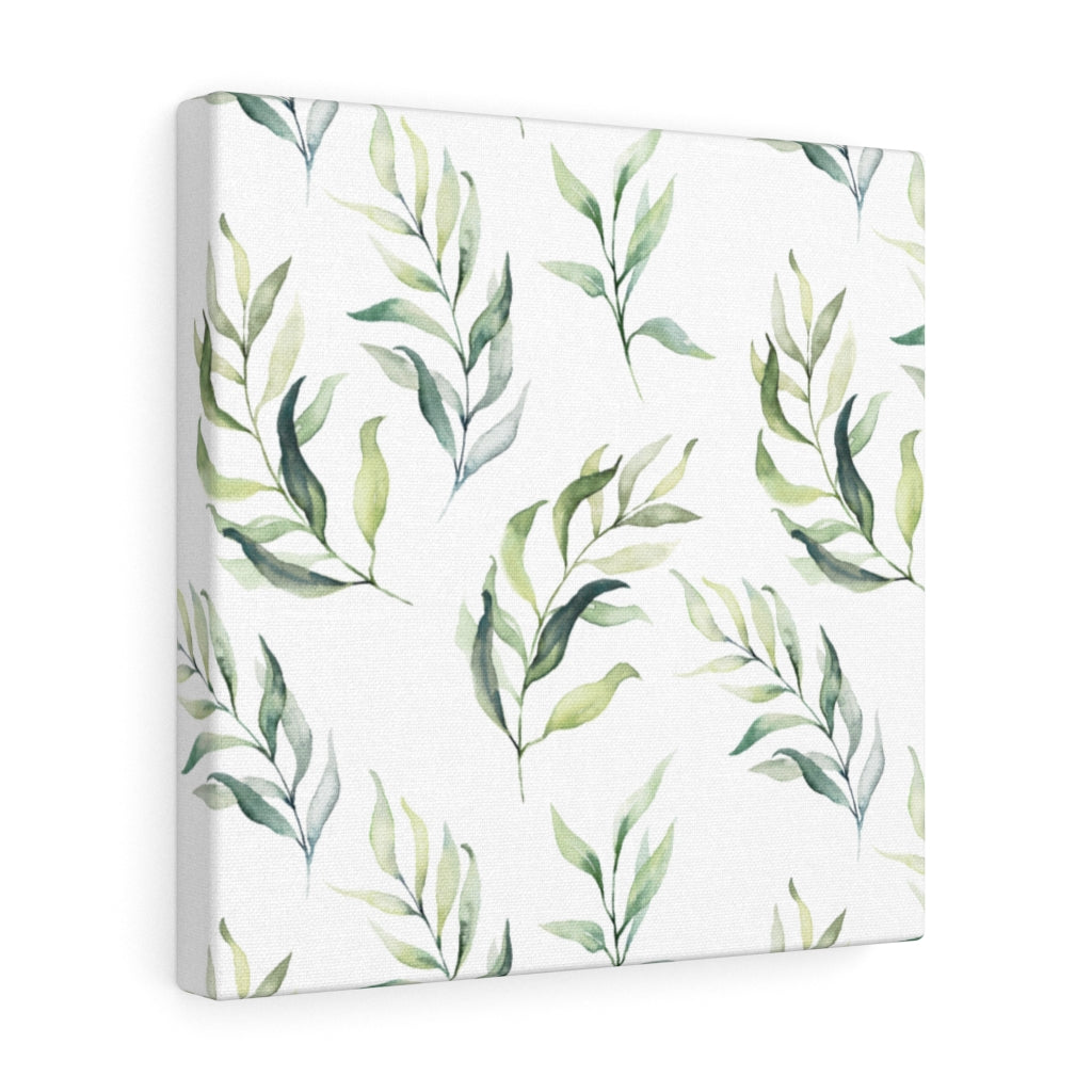 FLORAL CANVAS ART | Green White Leaves