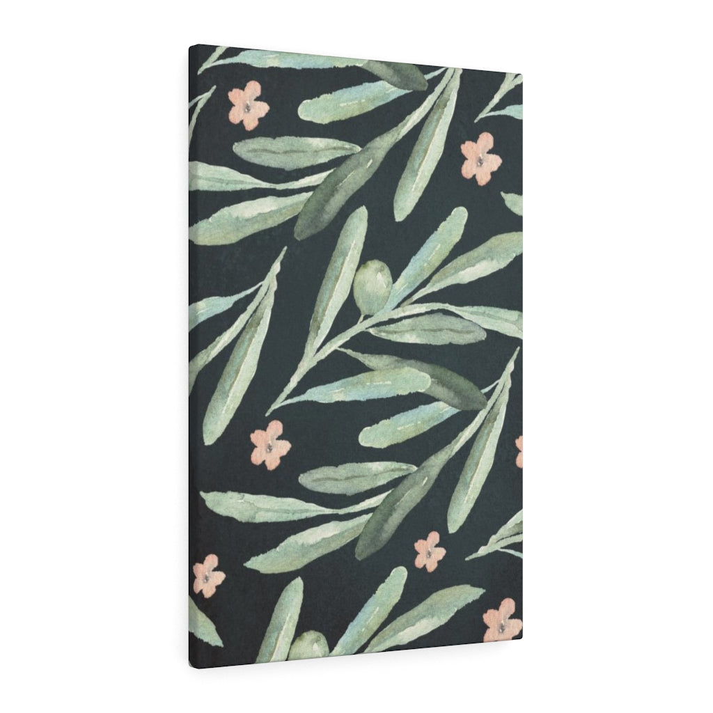 FLORAL WALL CANVAS ART | Green Navy Blue Pink
