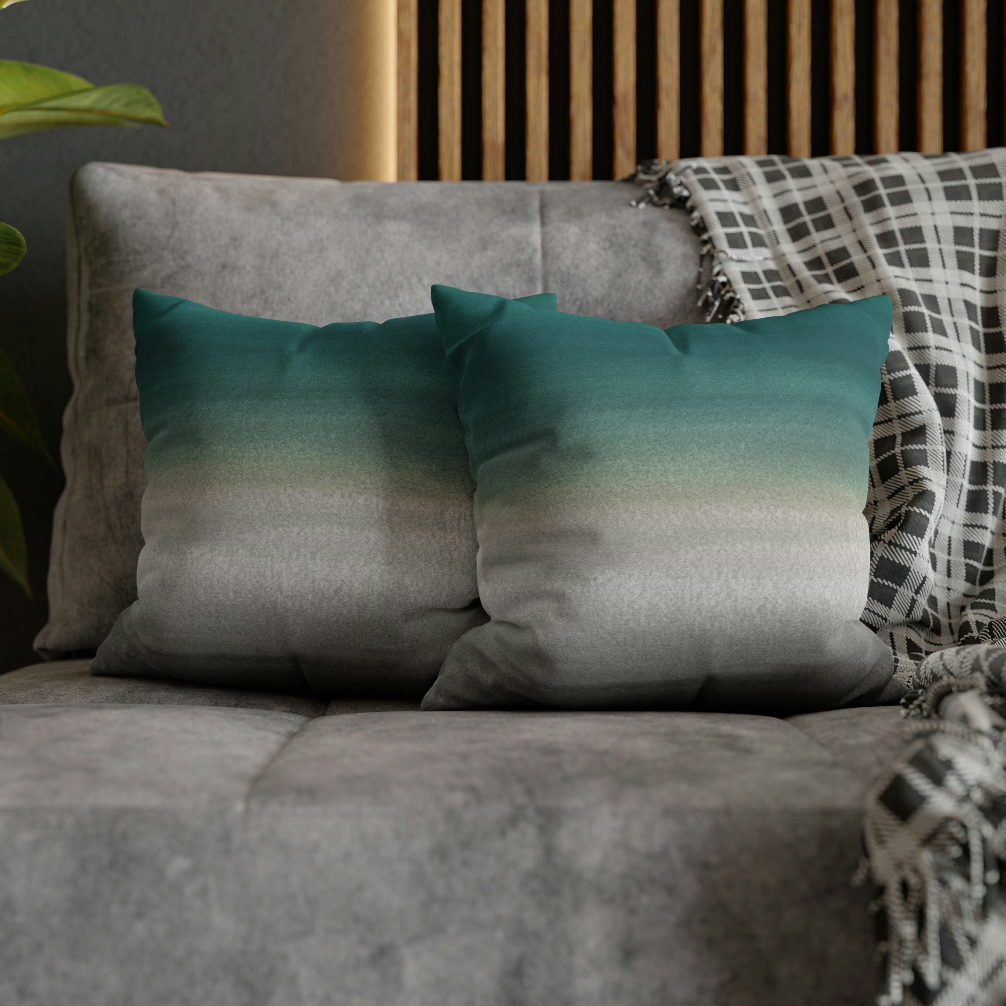 Abstract Boho Pillow Cover | Green Grey Gradient