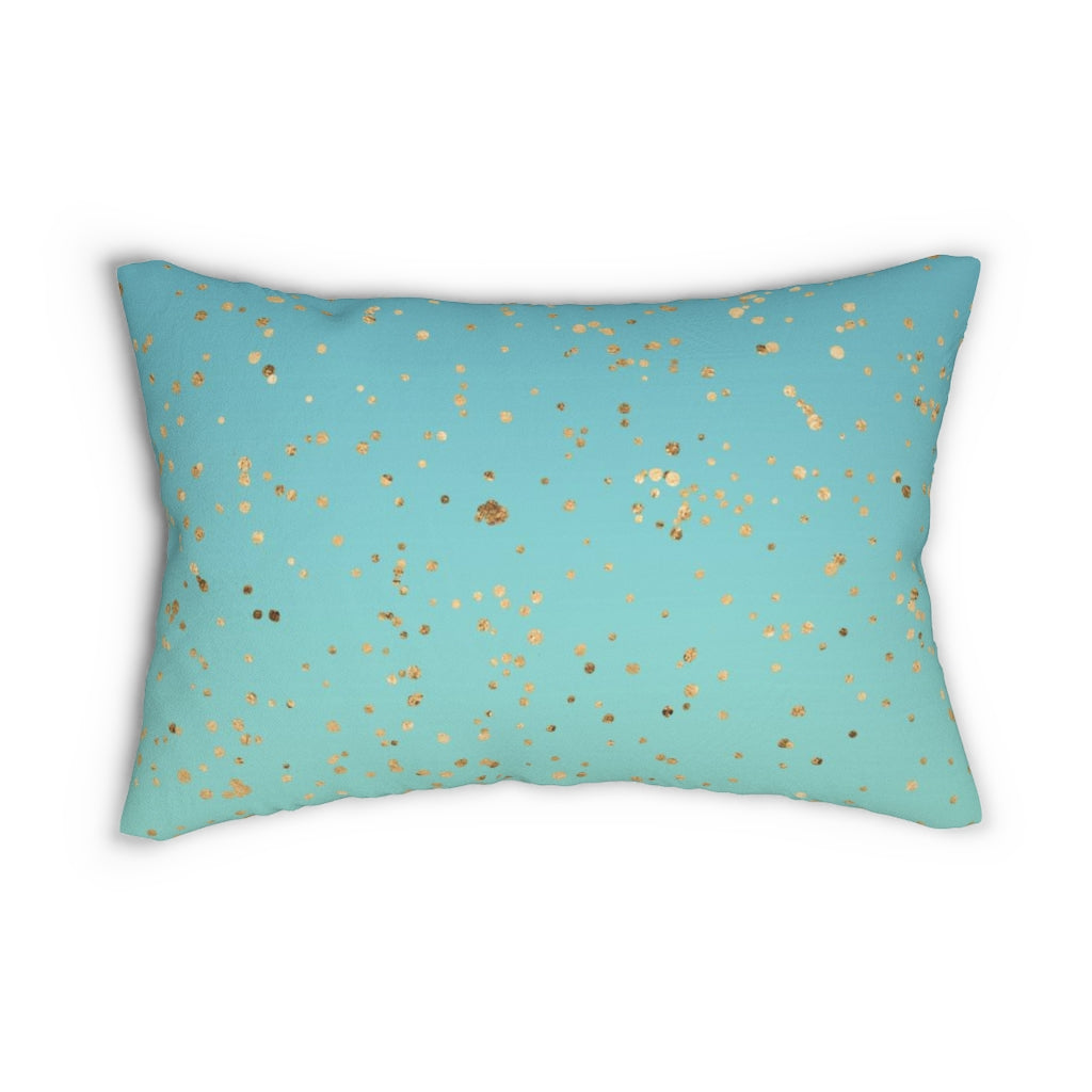 Abstract Boho Lumbar Pillow | Teal Ombre Gold
